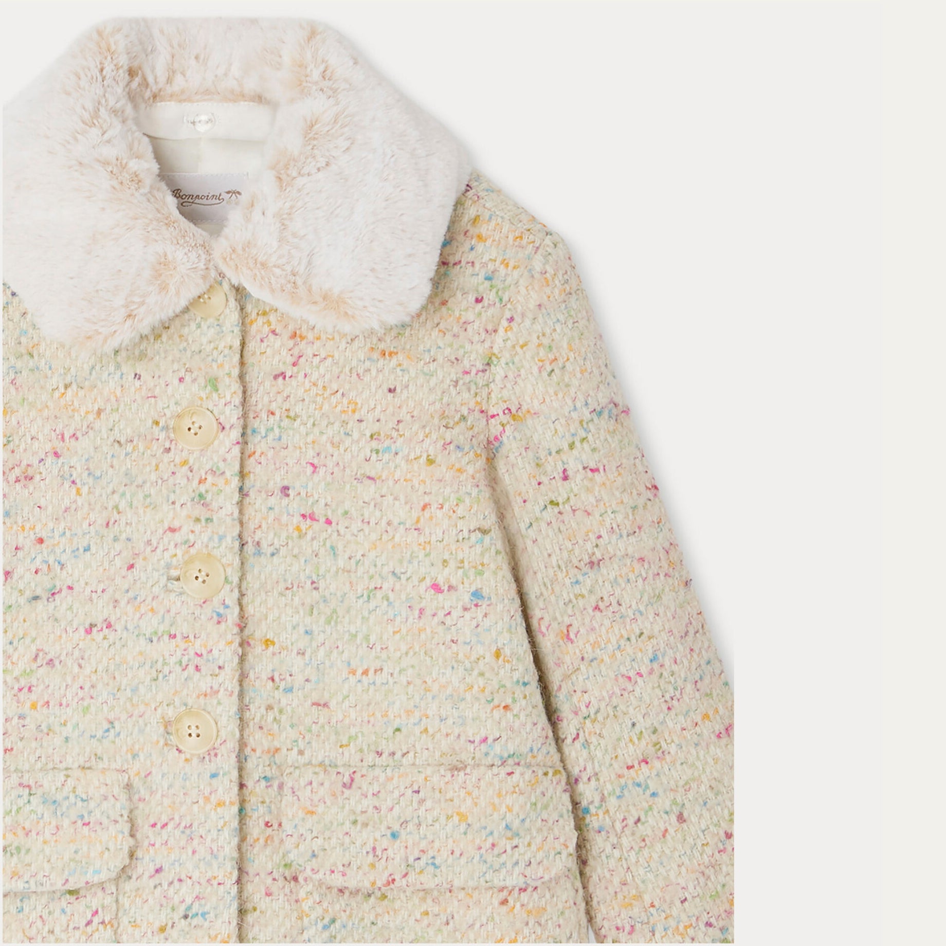 Girls Multicolor Wool Coat