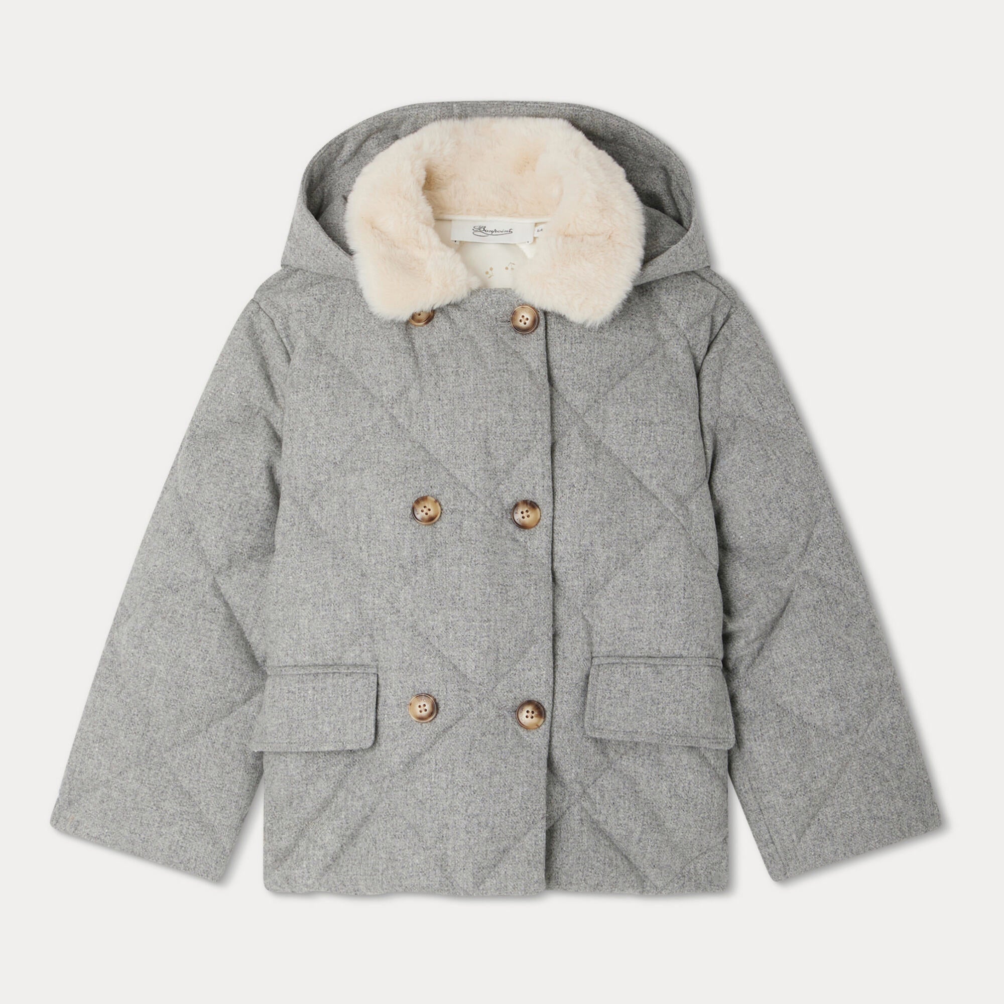 Girls Grey Padded Down Jacket