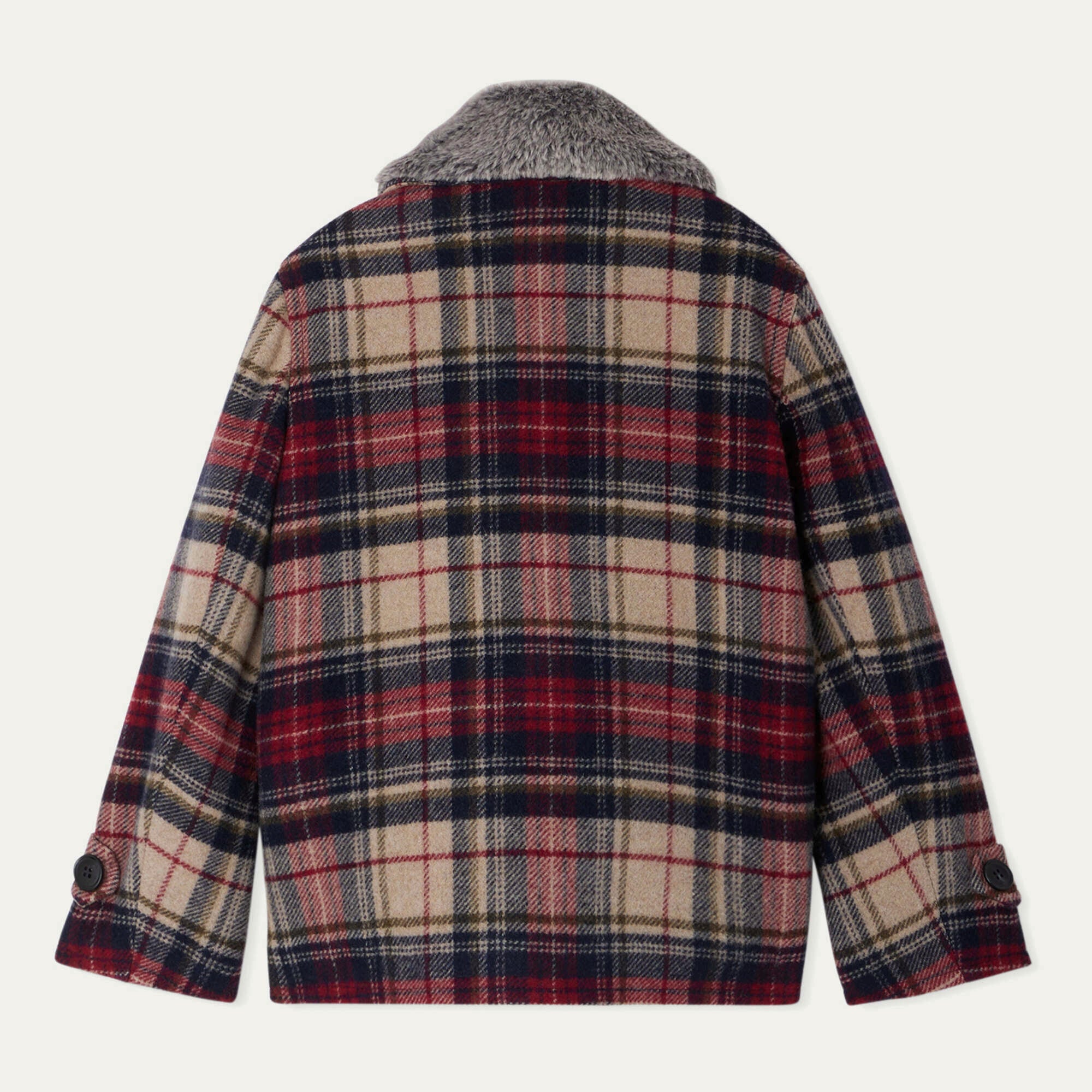 Girls Multicolor Check Wool Coat