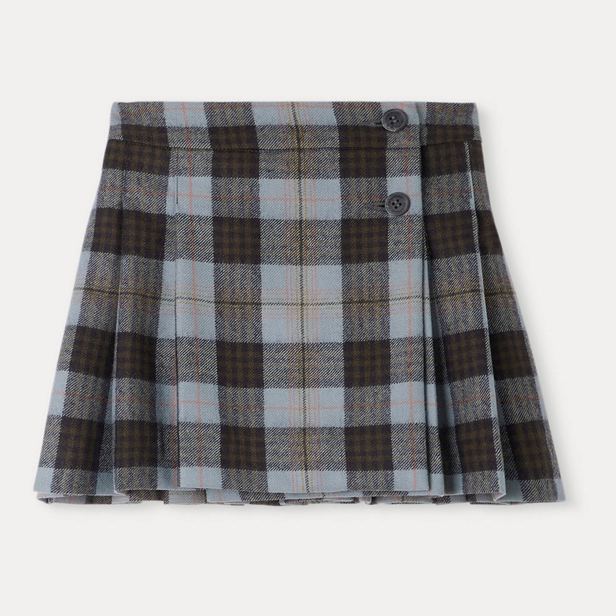 Girls Grey Check Wool Skirt