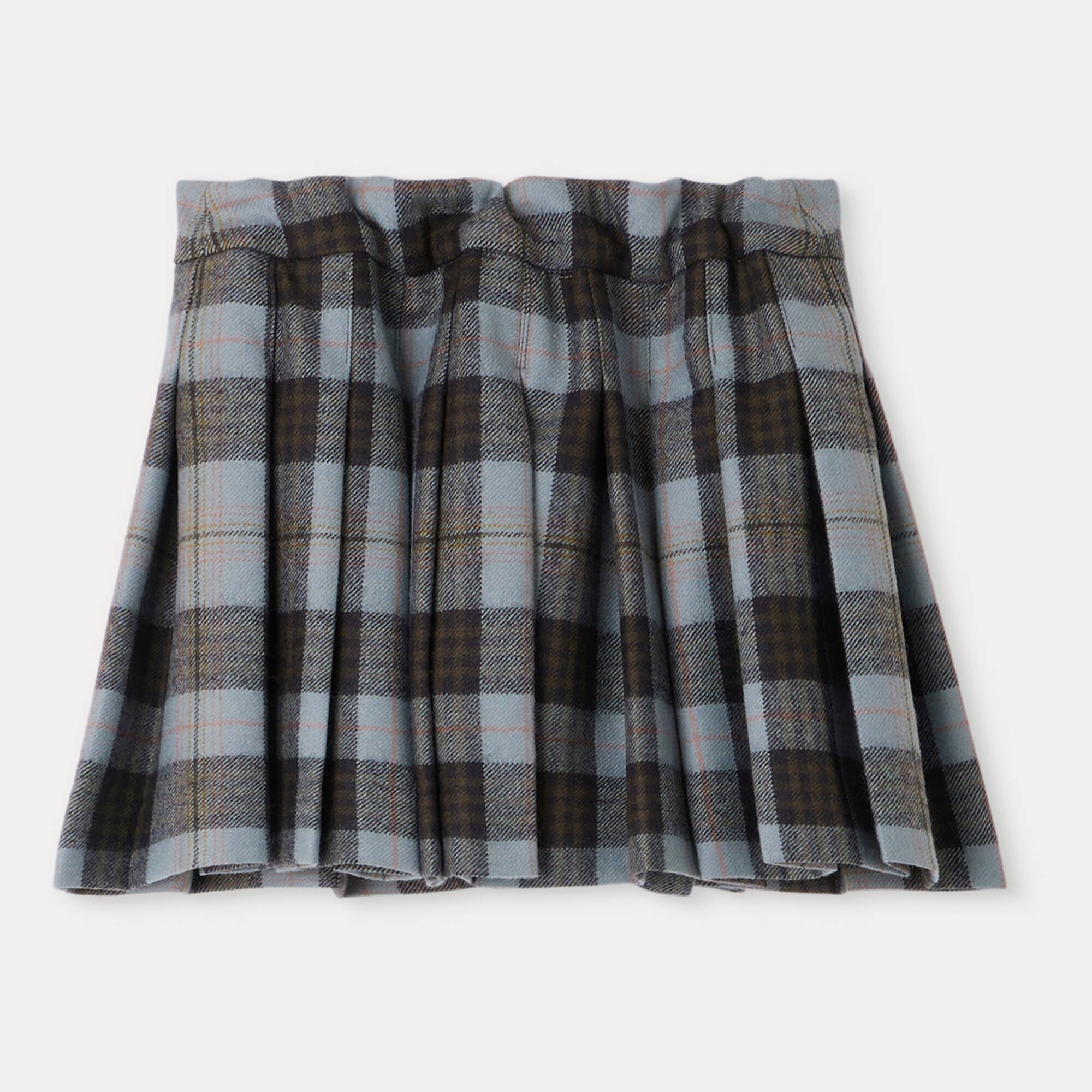 Girls Grey Check Wool Skirt