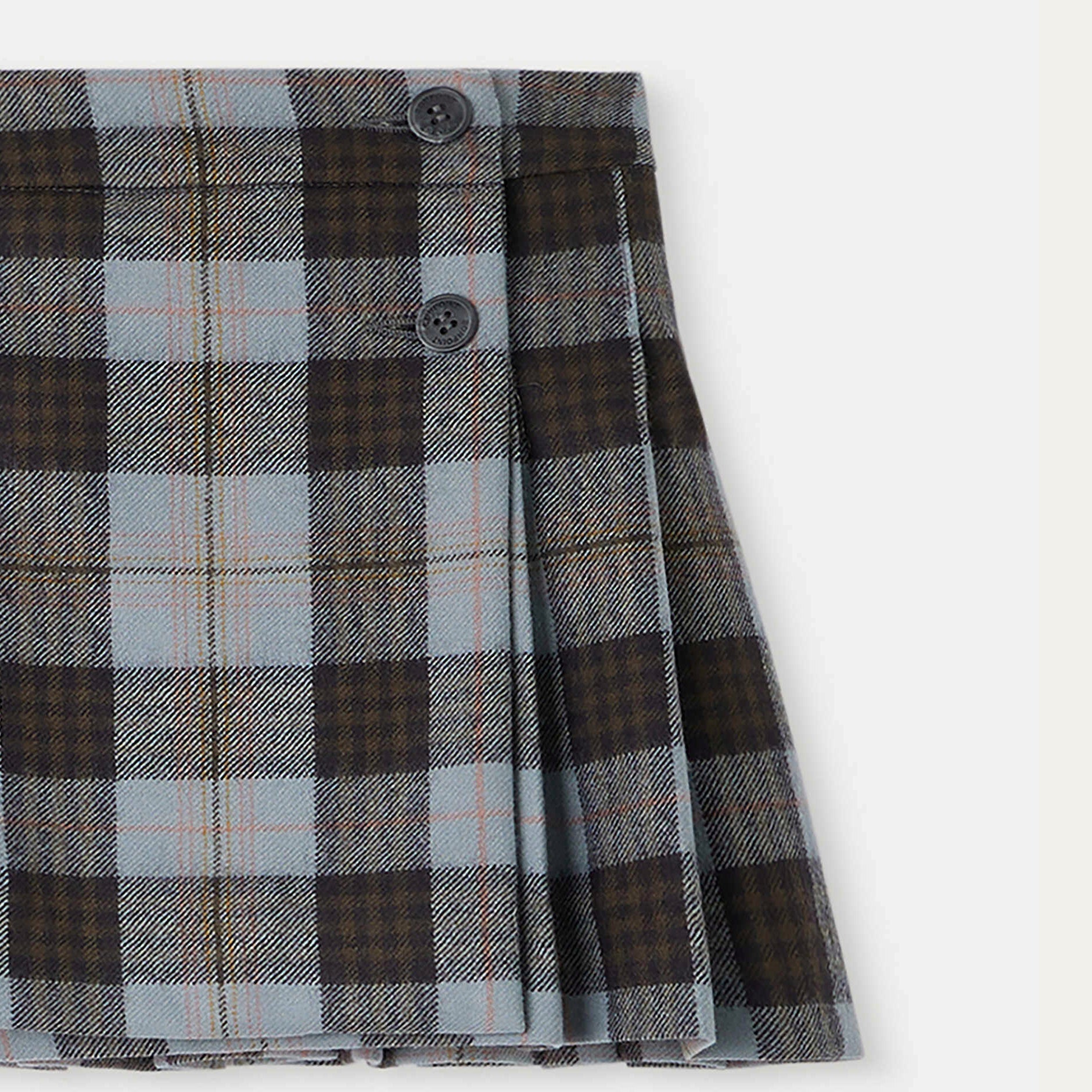 Girls Grey Check Wool Skirt