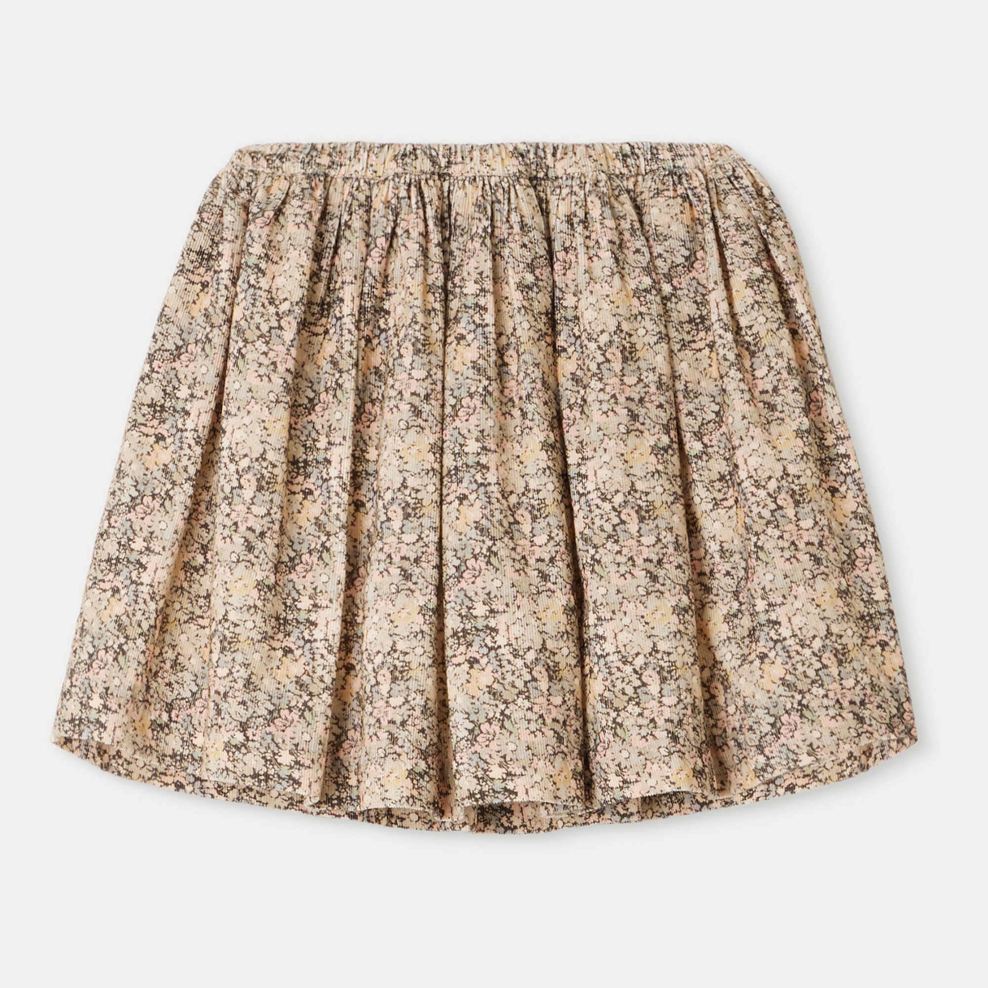 Girls Beige Floral Corduroy Skirt