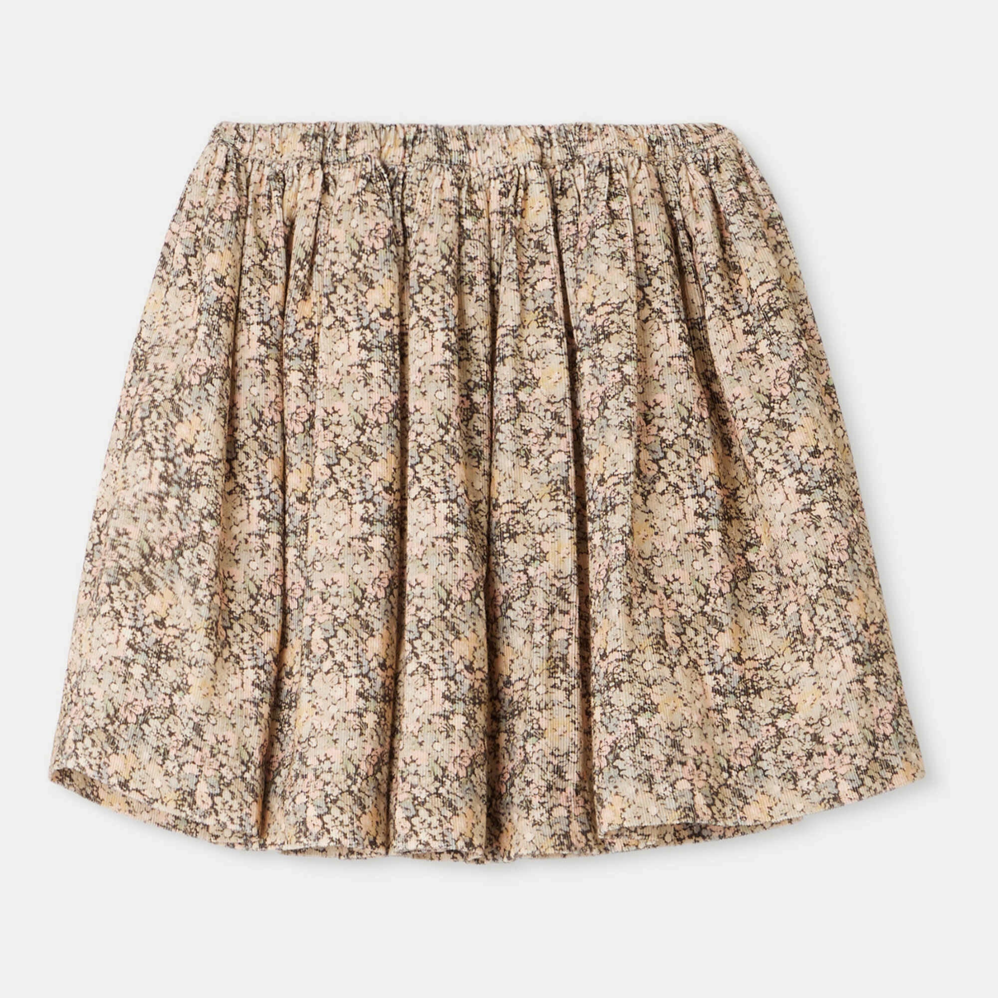 Girls Beige Floral Corduroy Skirt