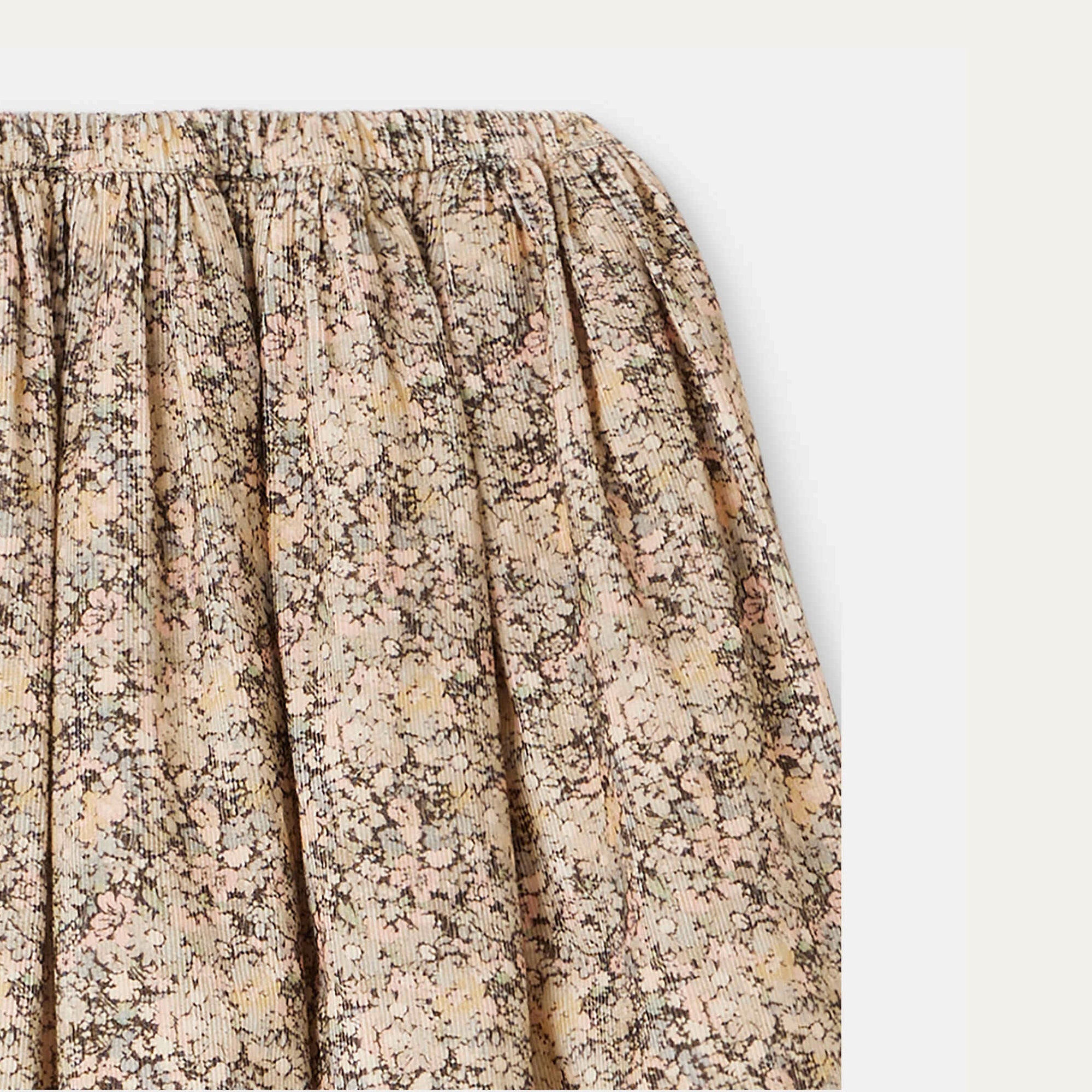 Girls Beige Floral Corduroy Skirt