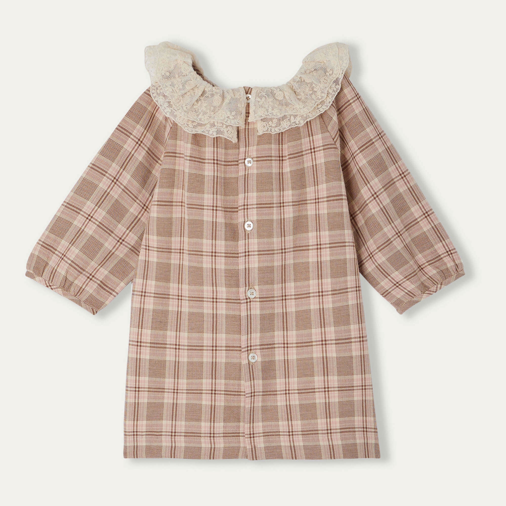 Baby Girls Rose Check Ruffled Dress