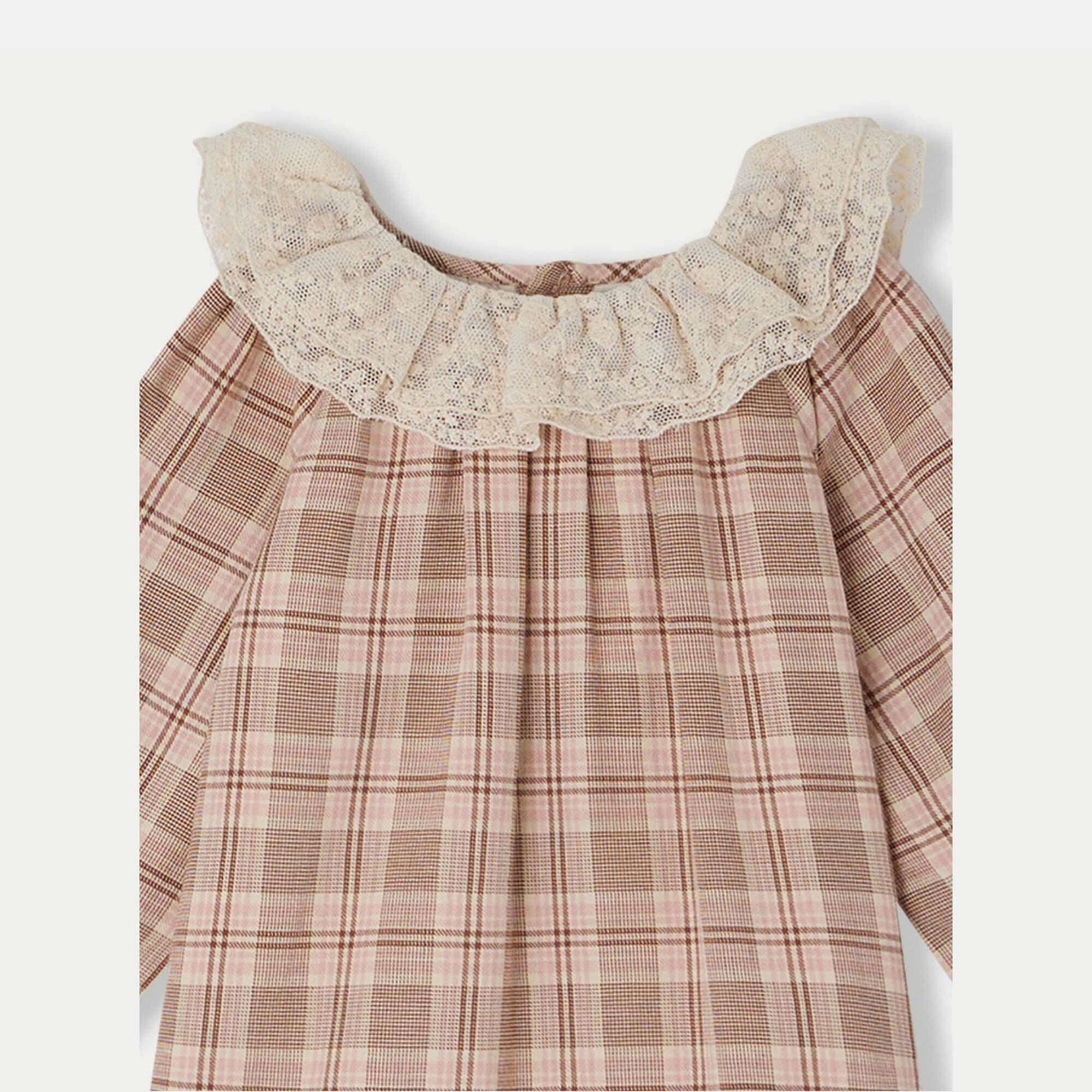 Baby Girls Rose Check Ruffled Dress