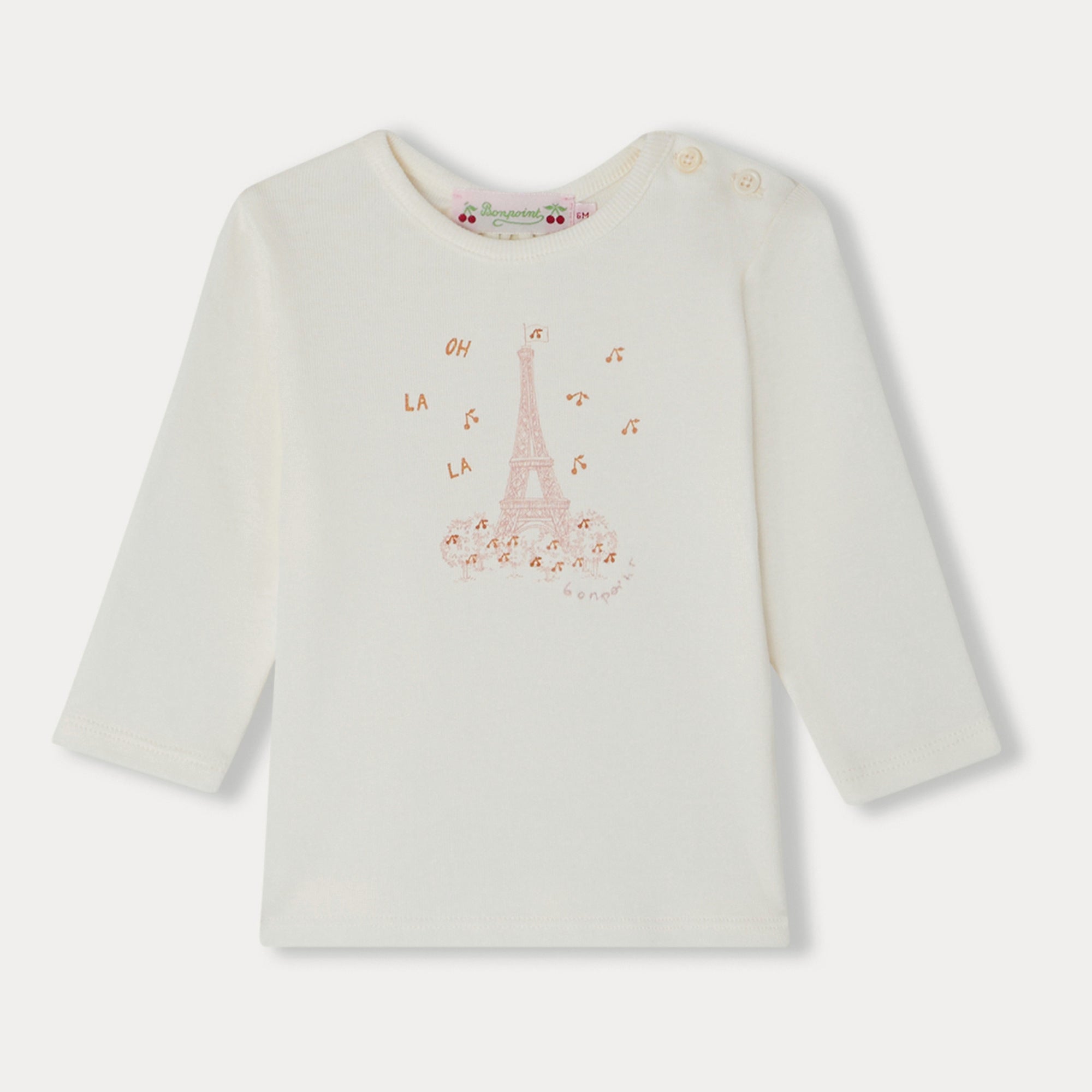 Baby Girls White Printed Cotton T-Shirt