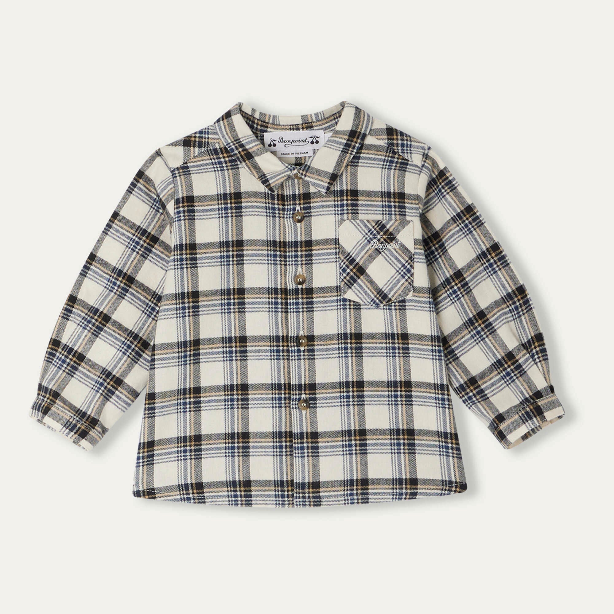 Baby Boys Beige Check Cotton Shirt