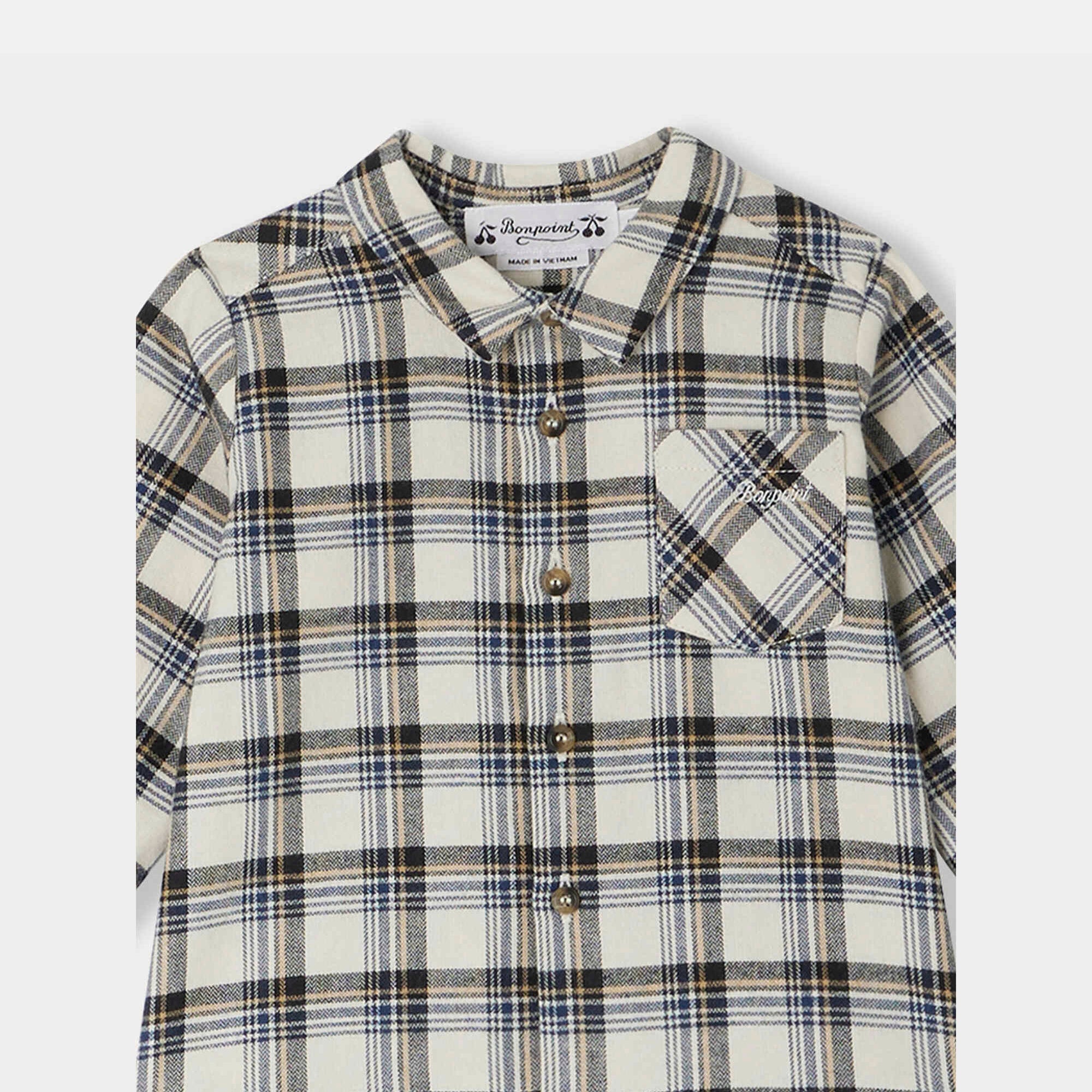 Baby Boys Beige Check Cotton Shirt