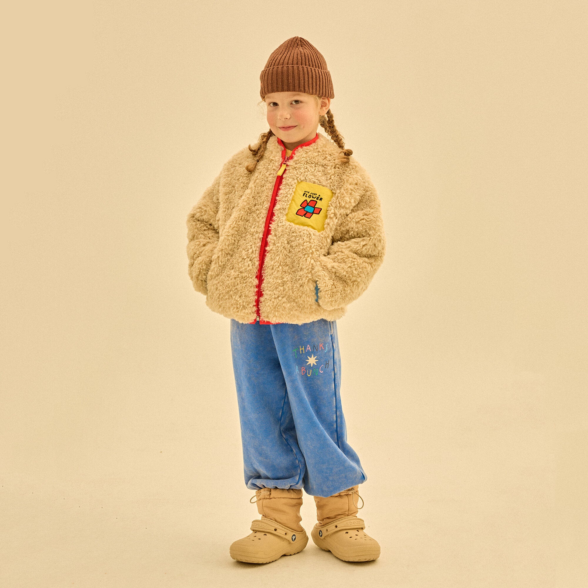 Boys & Girls Beige Plush Jacket