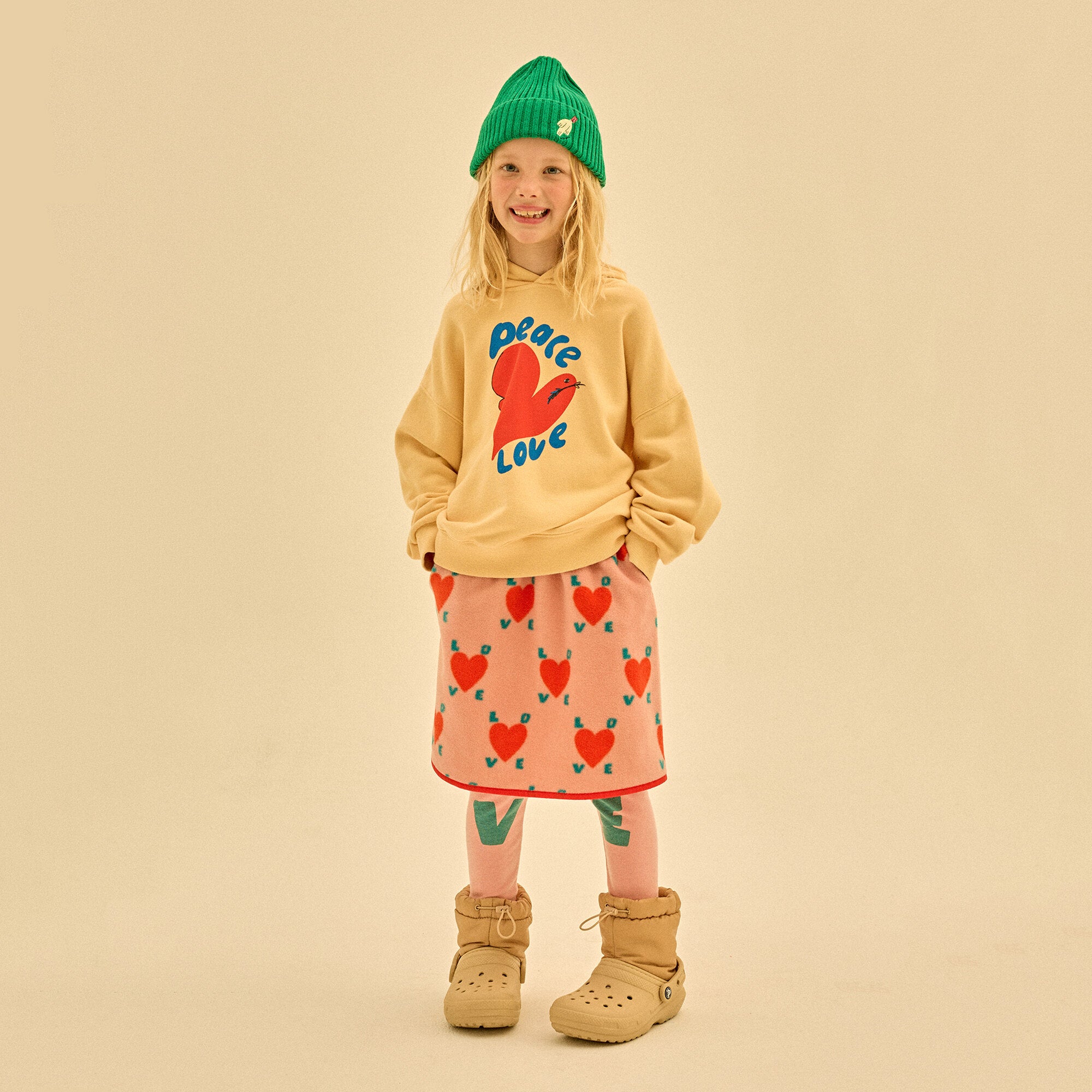 Girls Pink Heart Fleece Skirt