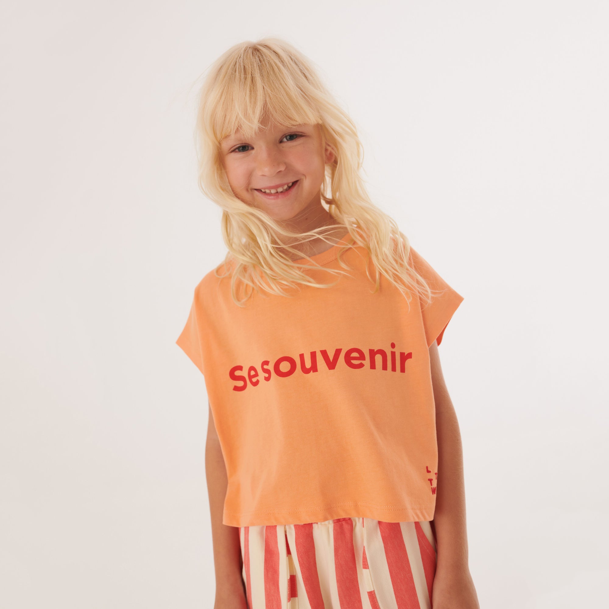 Girls Orange Logo Cotton T-Shirt