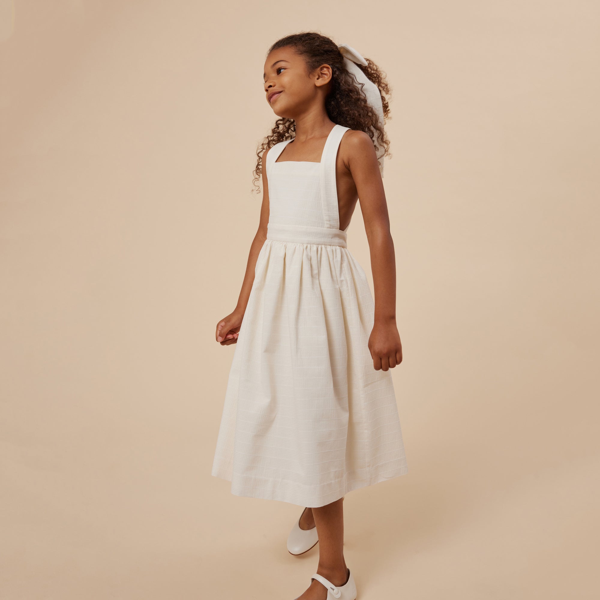 Girls White Cotton Dress