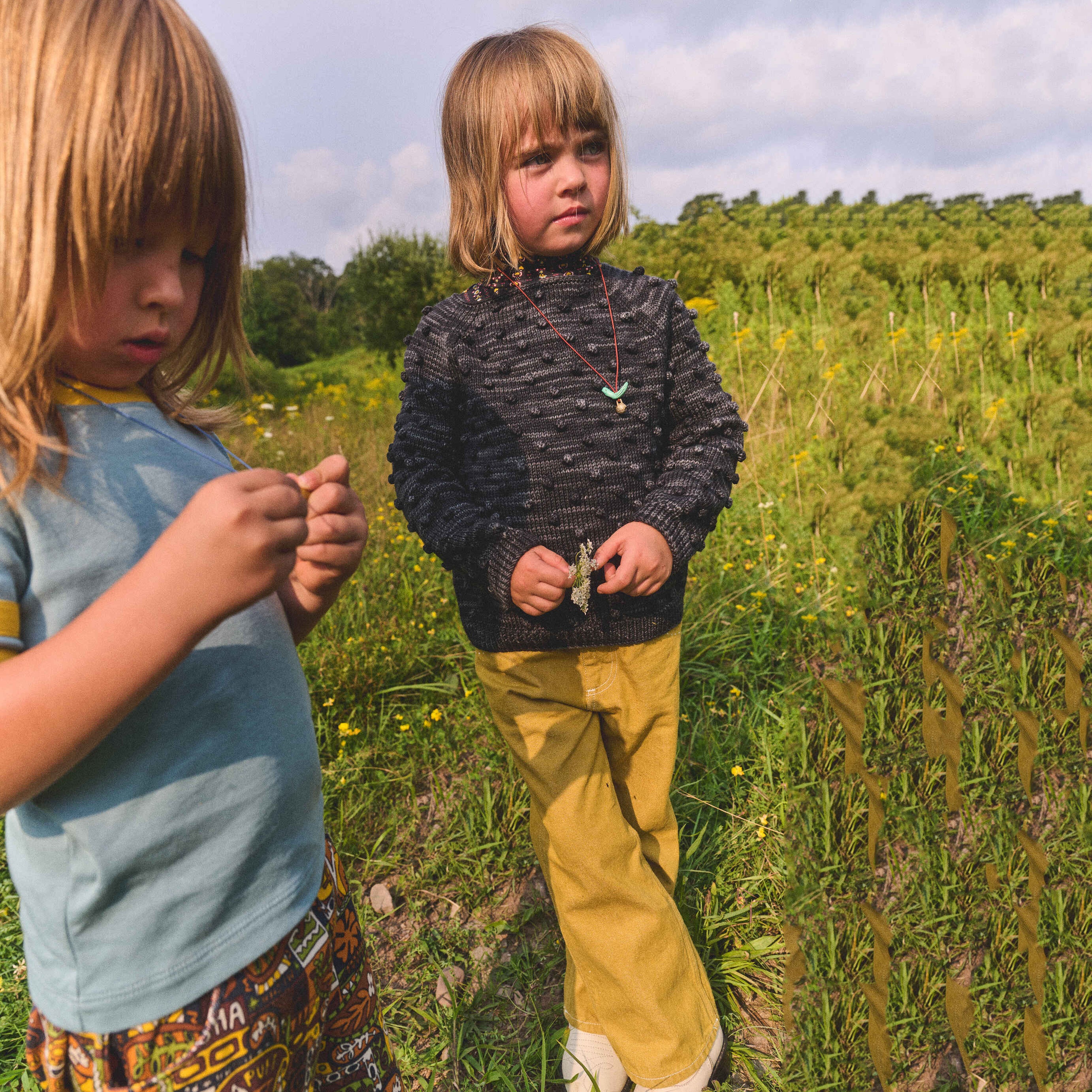 Boys & Girls Dark Grey Popcorn Wool Sweater