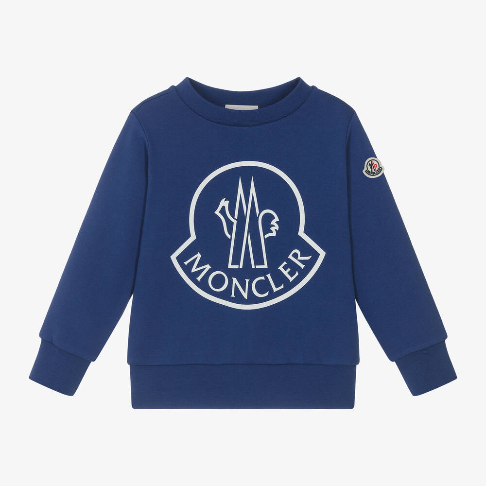 Boys Navy Logo Cotton Sweatshirt