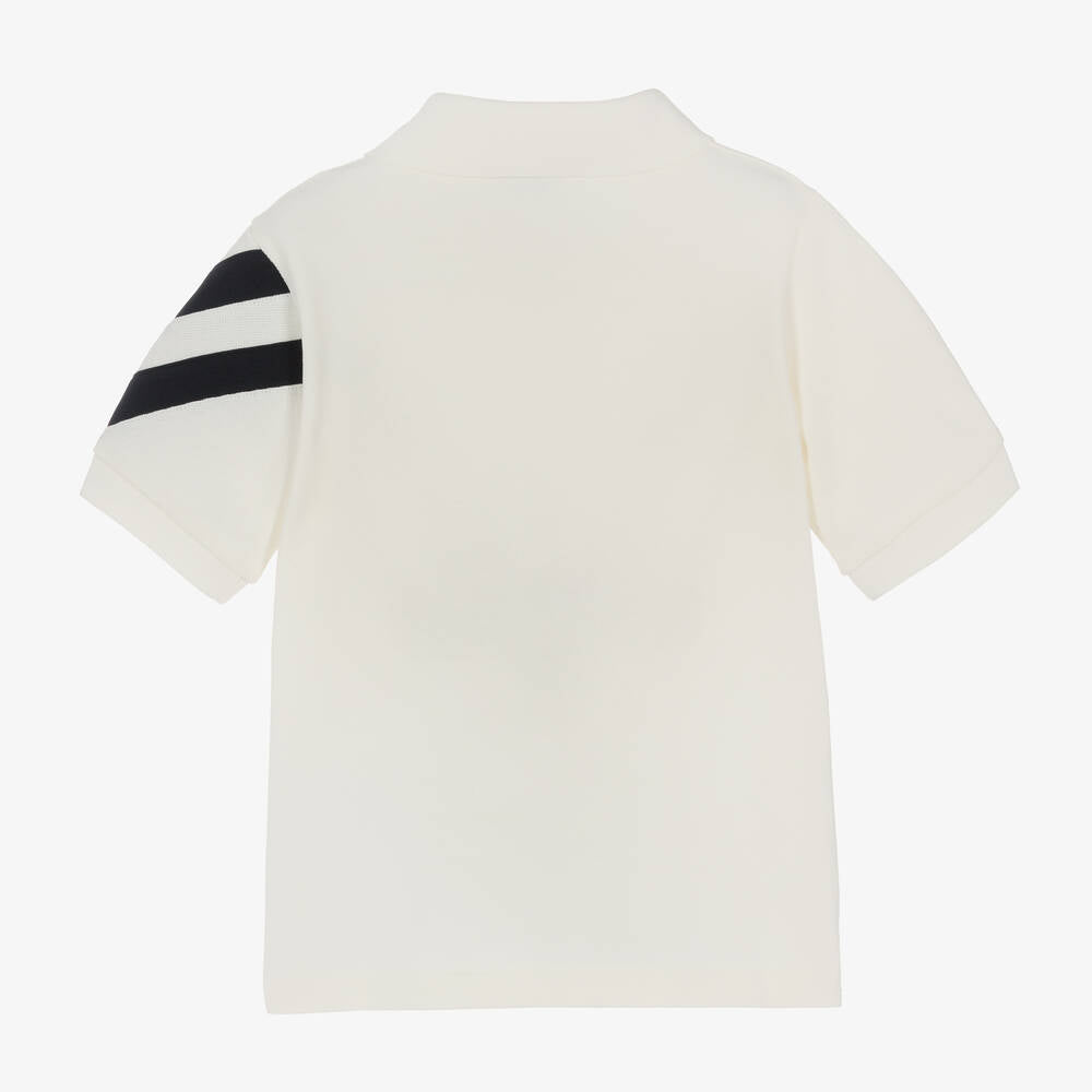 Boys White Cotton Polo Shirt