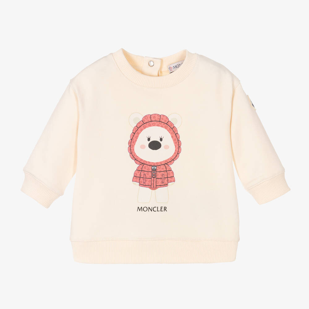 Baby Girls White Printed Cotton Sweatshirt