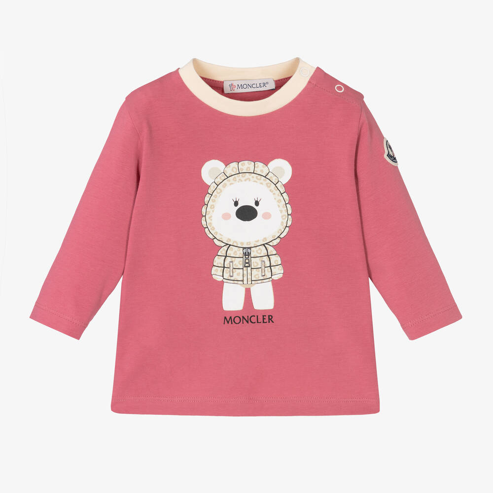 Girls Pink Printed Cotton T-Shirt