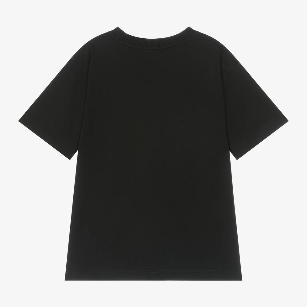 Boys & Girls Black Cotton T-Shirt