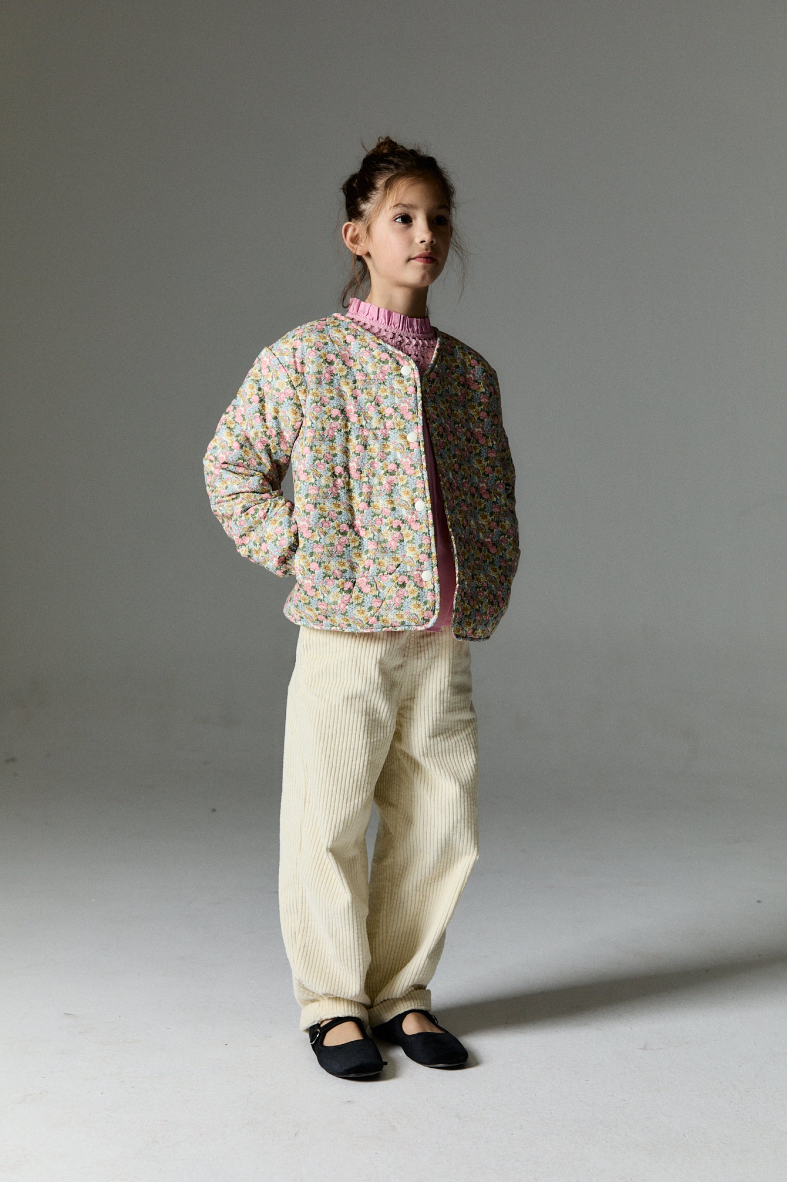 Girls Multicolor Floral Padded Jacket