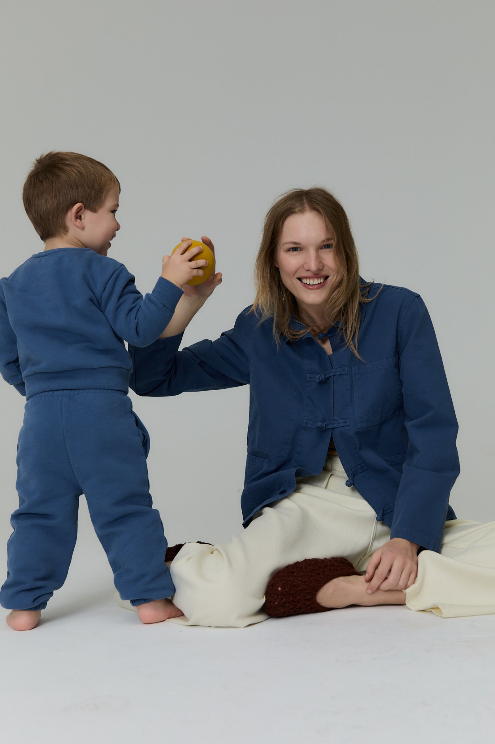 Baby Boys & Girls Blue Cotton Trousers