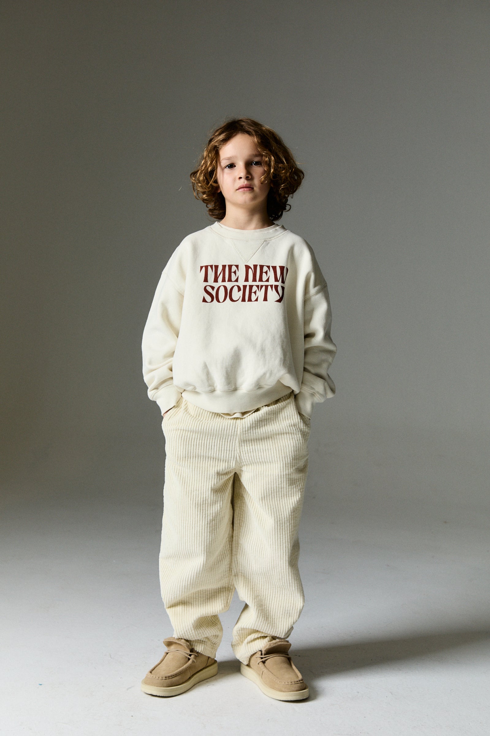 Boys & Girls Cream Logo Cotton Sweatshirt