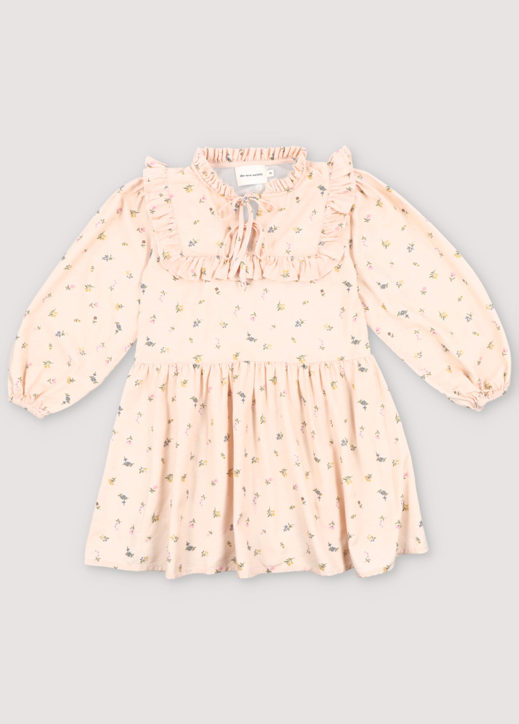 Girls Beige Floral Cotton Dress