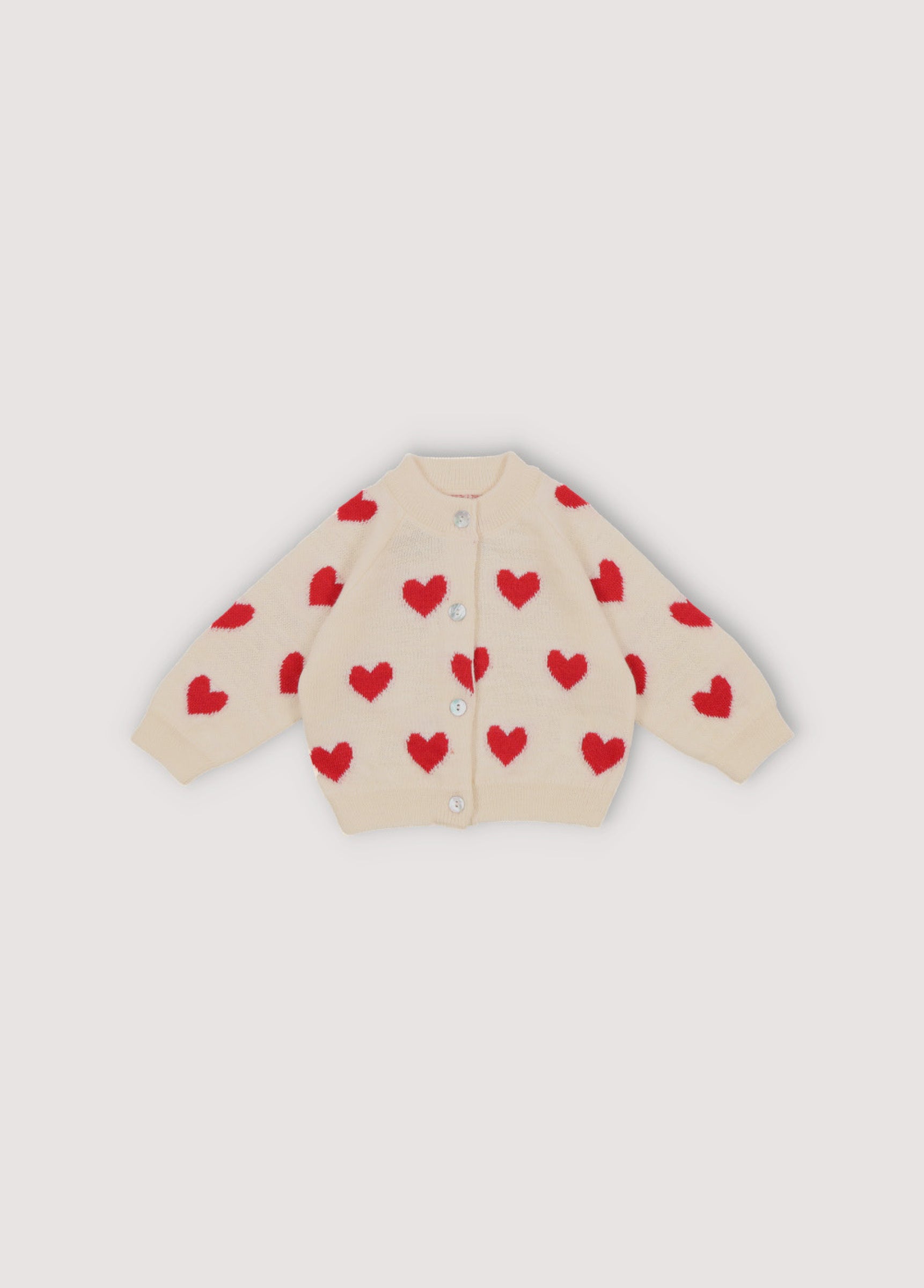 Baby Girls Cream Heart Wool Cardigan