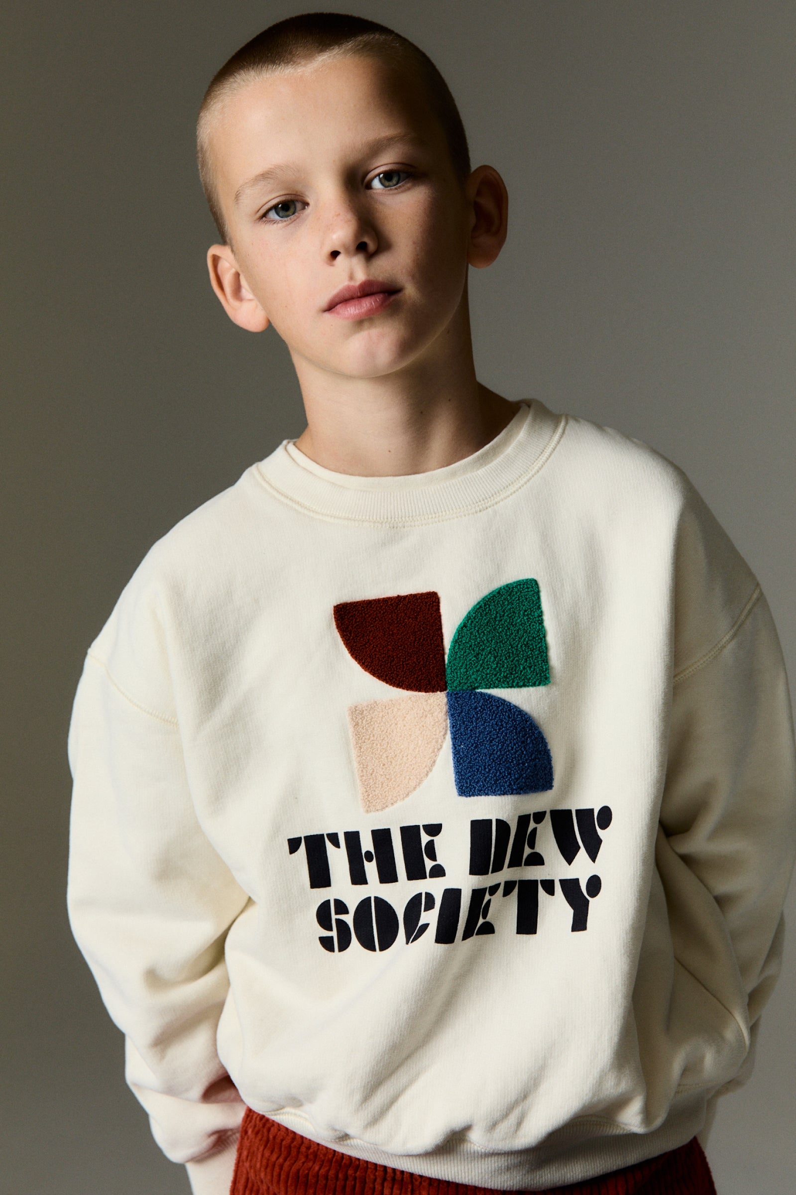 Boys & Girls White Embroidered Cotton Sweatshirt