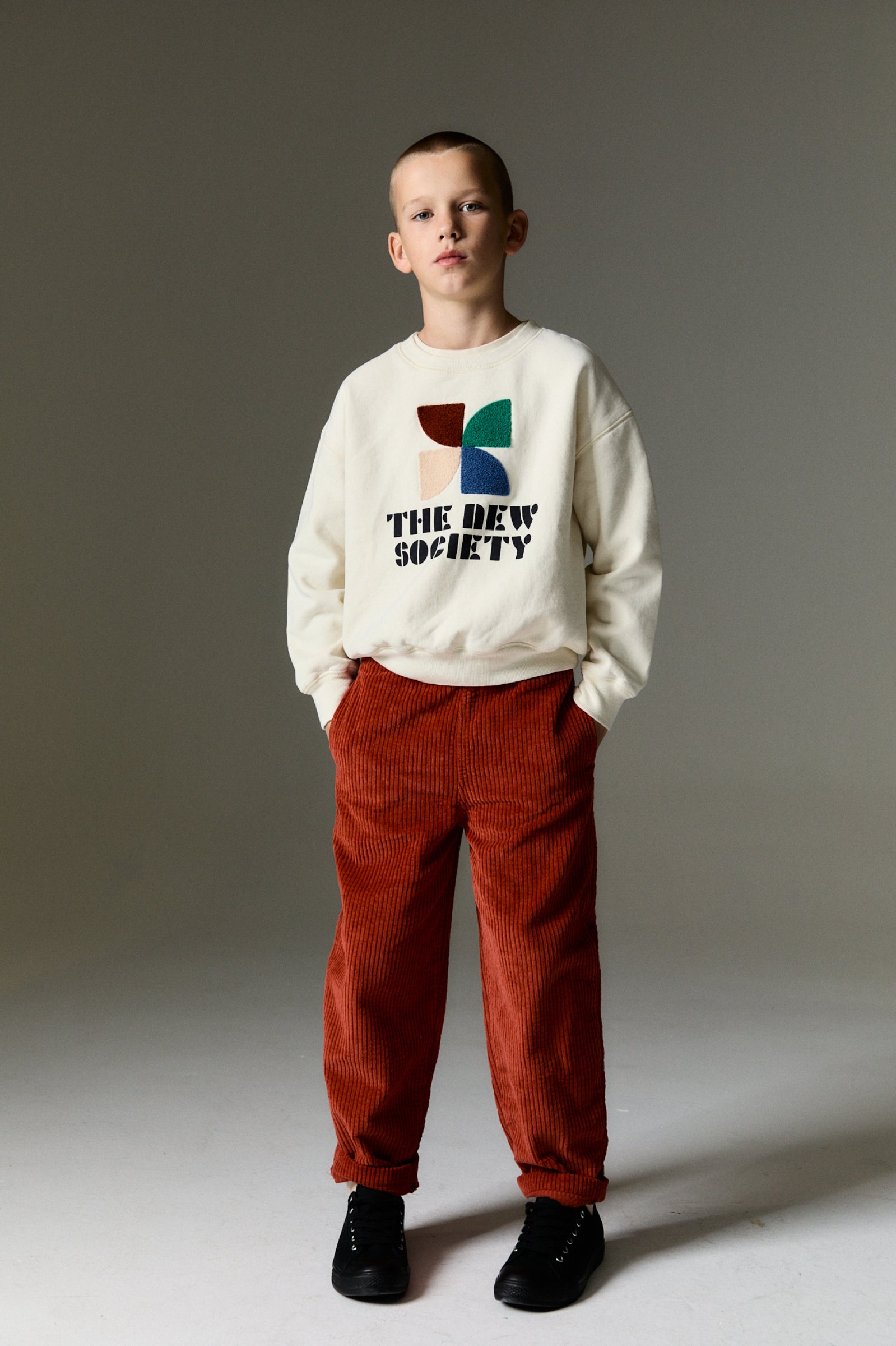 Boys & Girls White Embroidered Cotton Sweatshirt