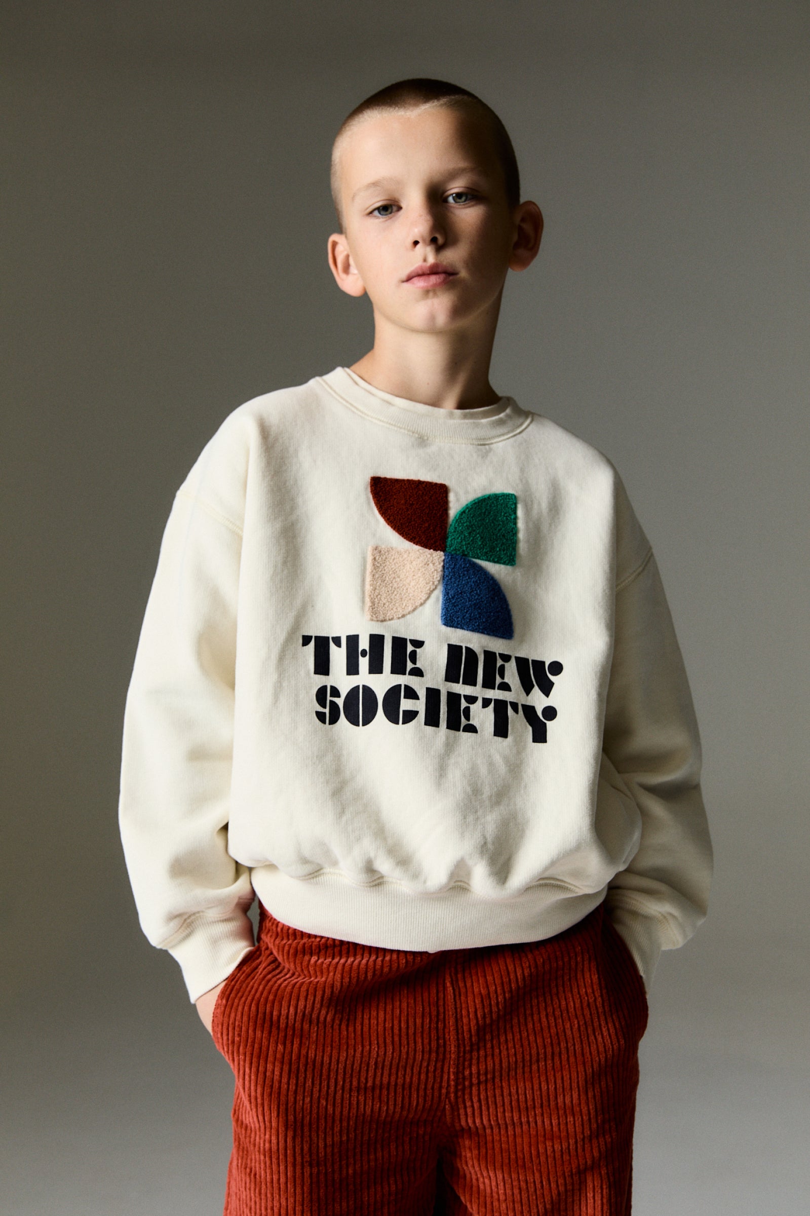 Boys & Girls White Embroidered Cotton Sweatshirt