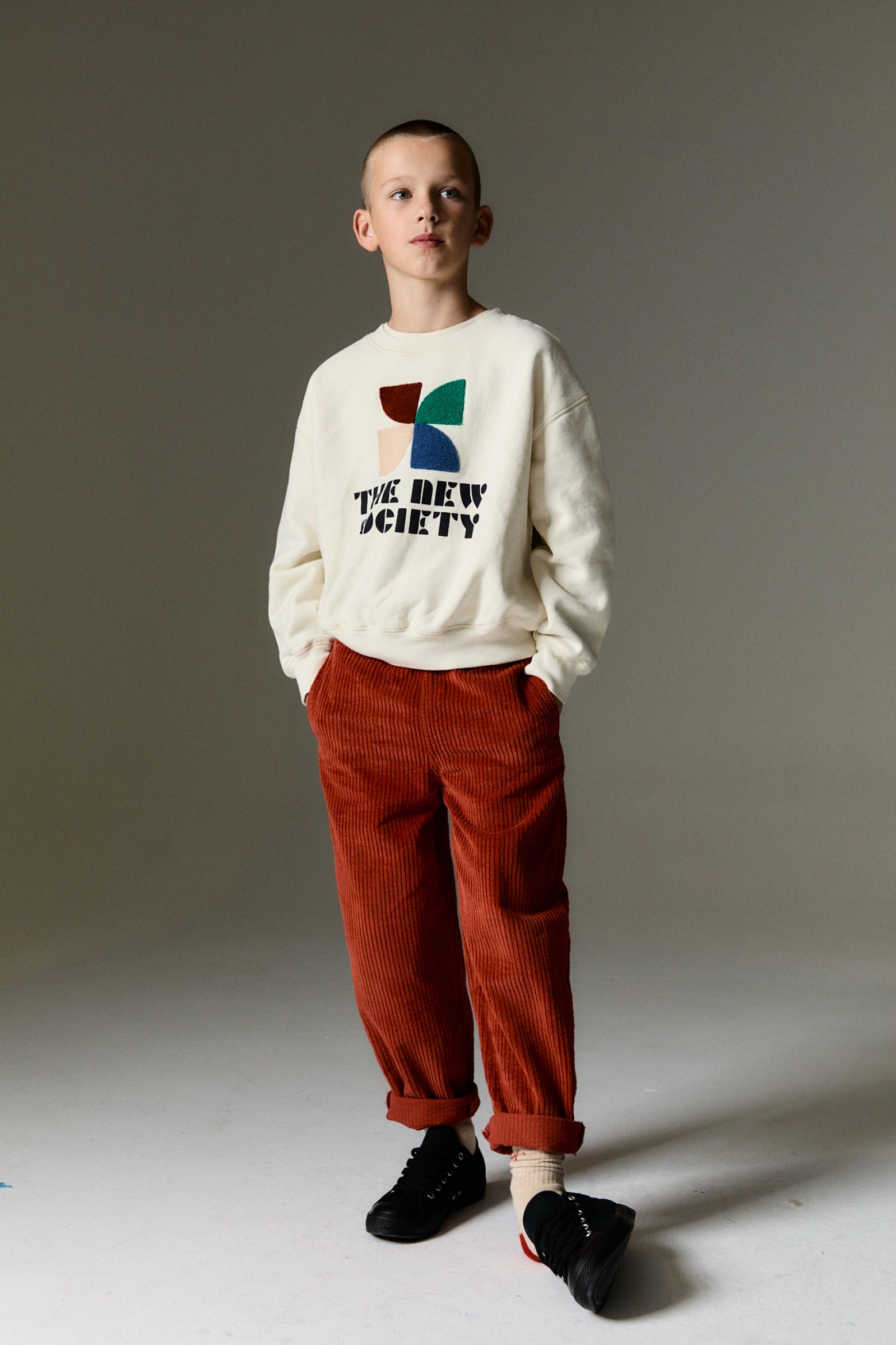 Boys & Girls White Embroidered Cotton Sweatshirt