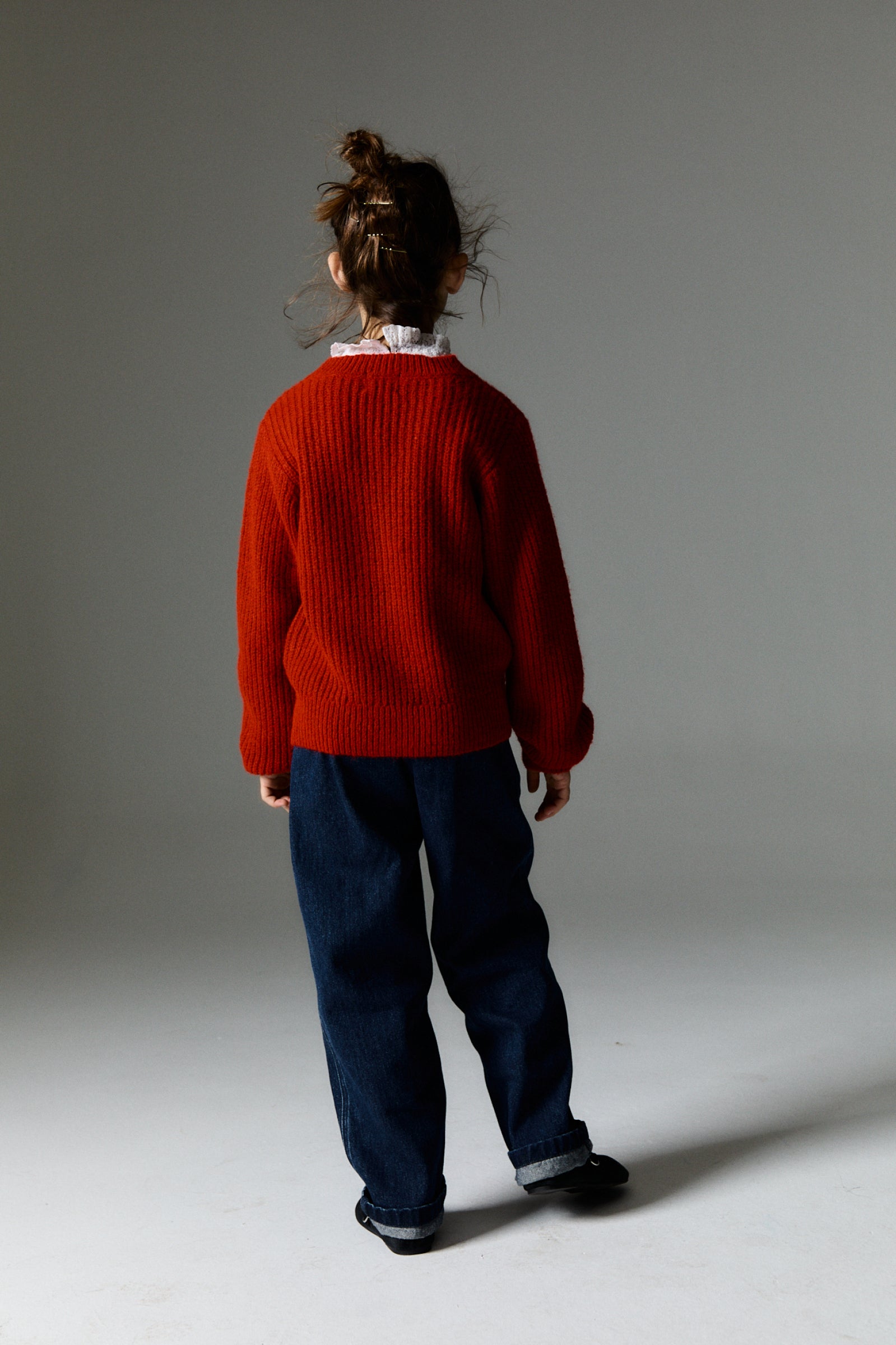 Girls Red Knit Cardigan