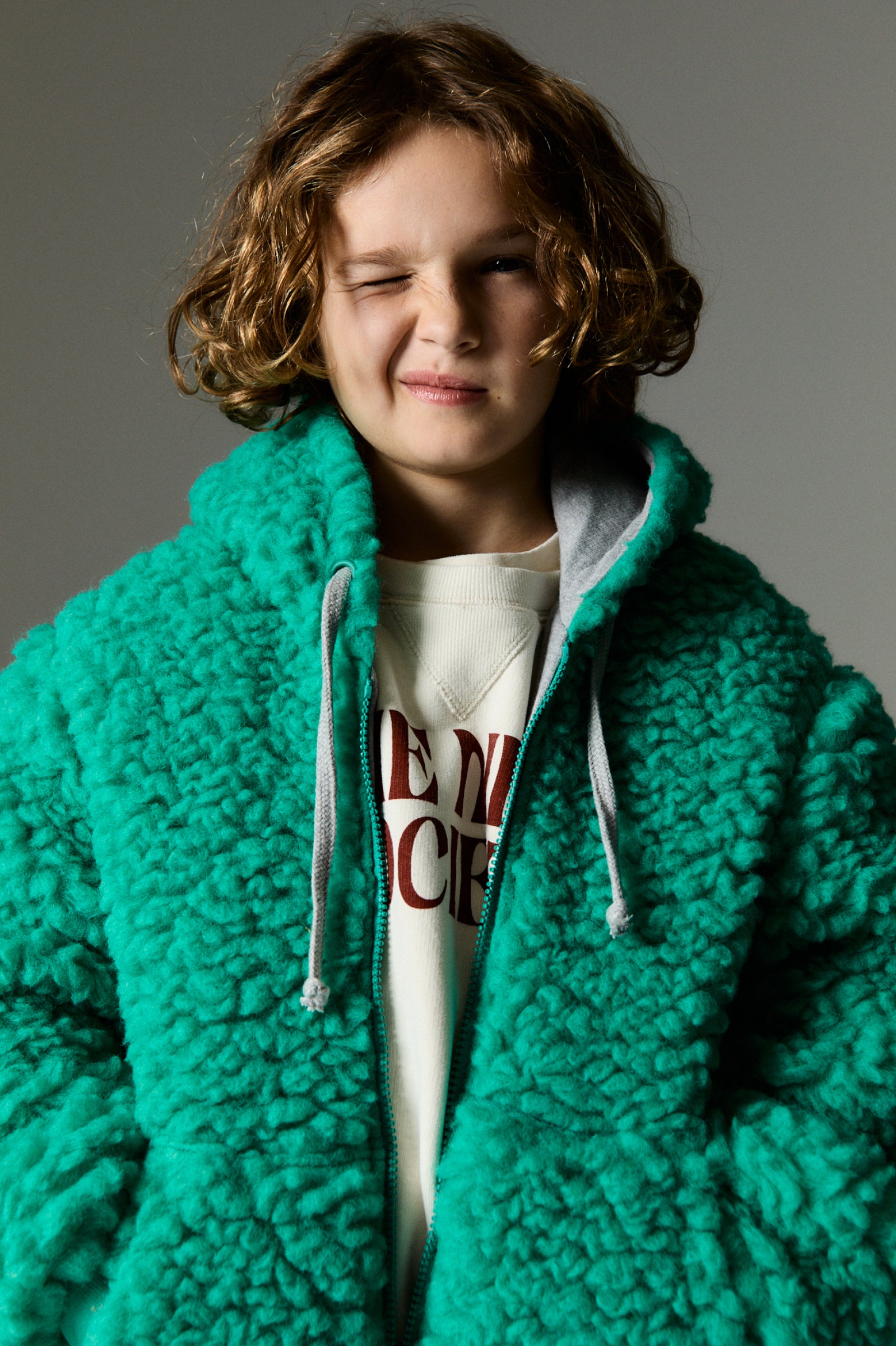 Boys & Girls Green Sherpa Jacket