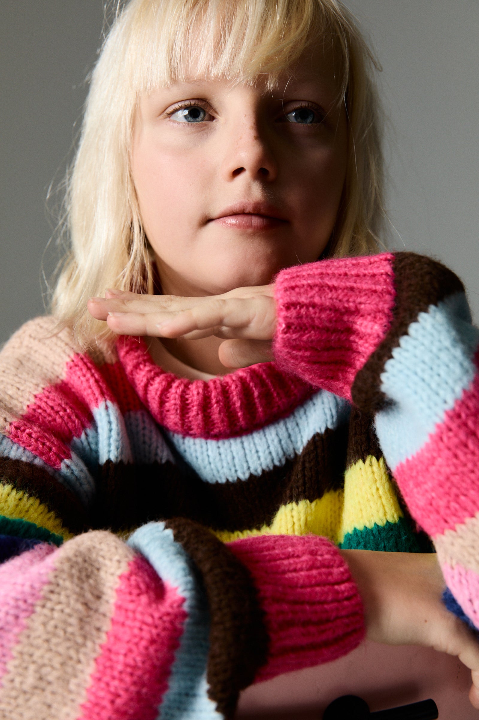 Girls Multicolor Stripes Knit Sweater