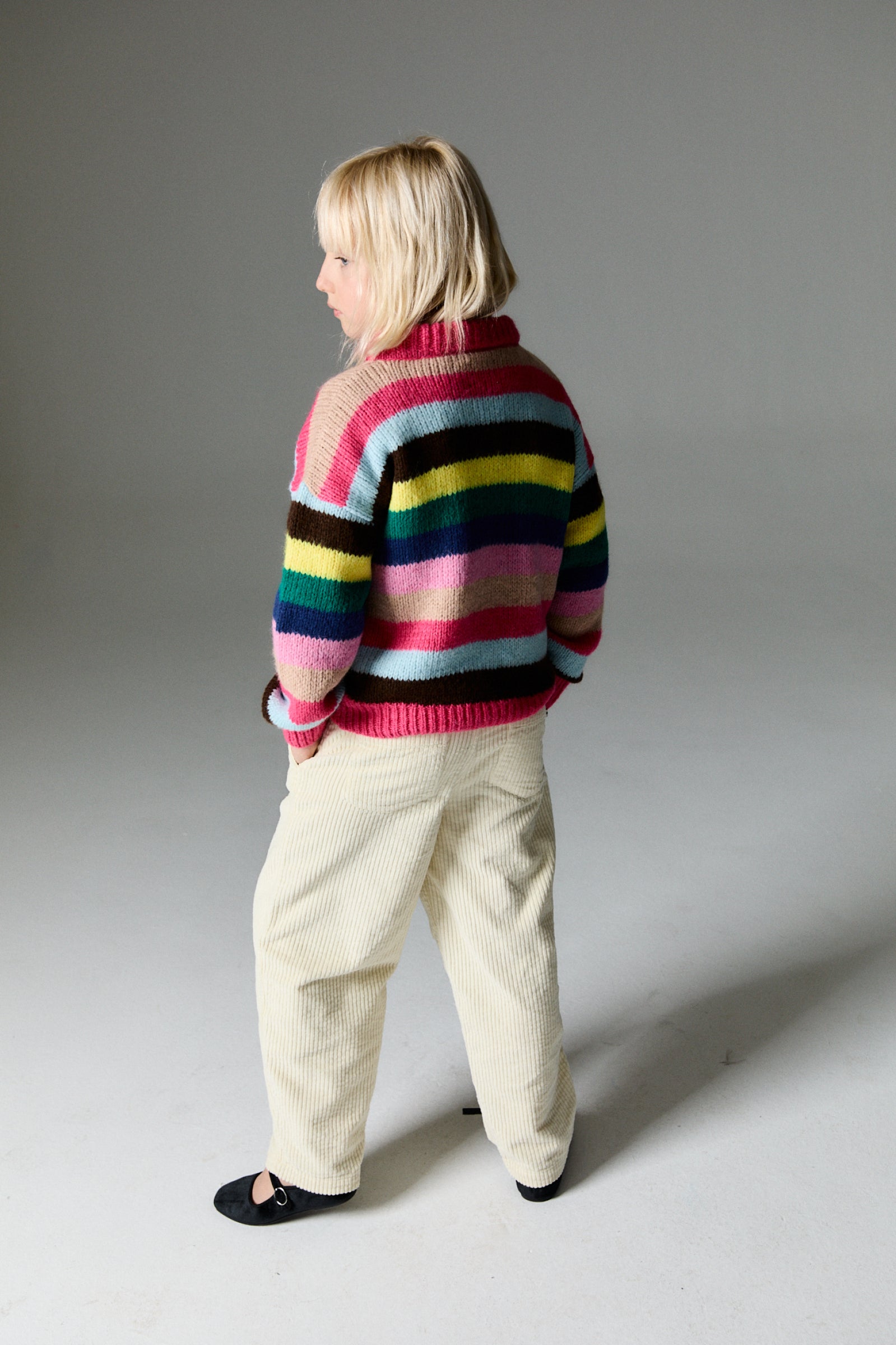 Girls Multicolor Stripes Knit Sweater