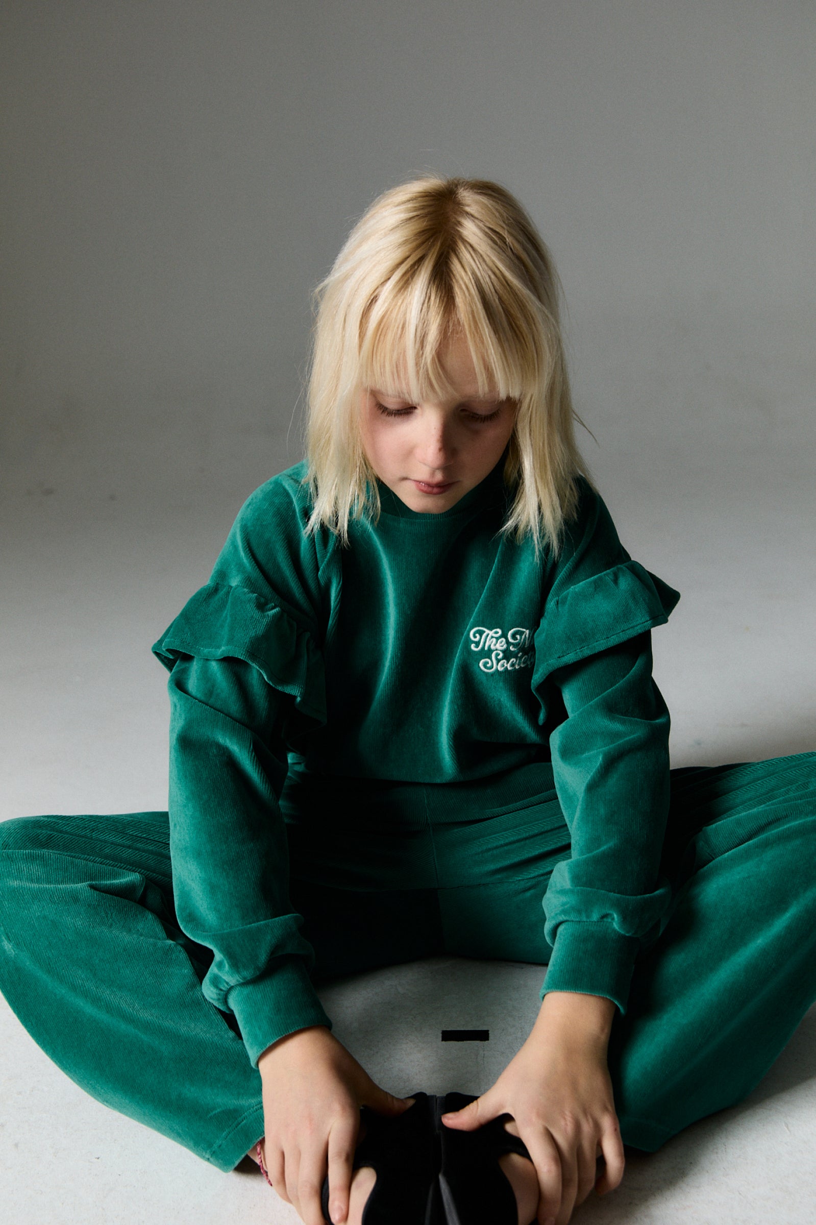 Girls Green Velvet Sweatshirt