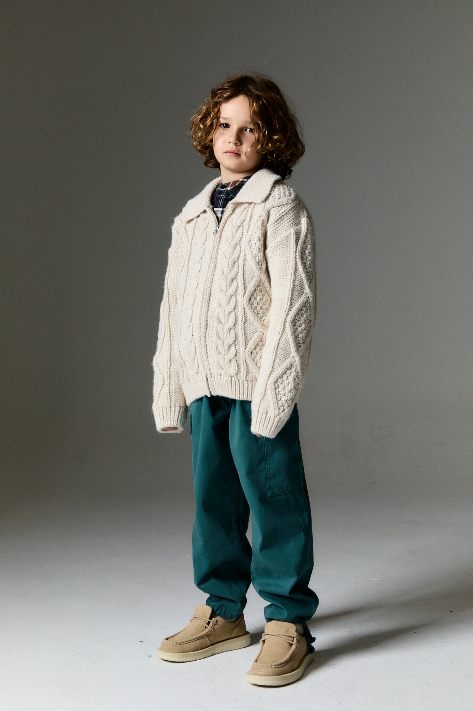 Boys Cream Knit Cardigan