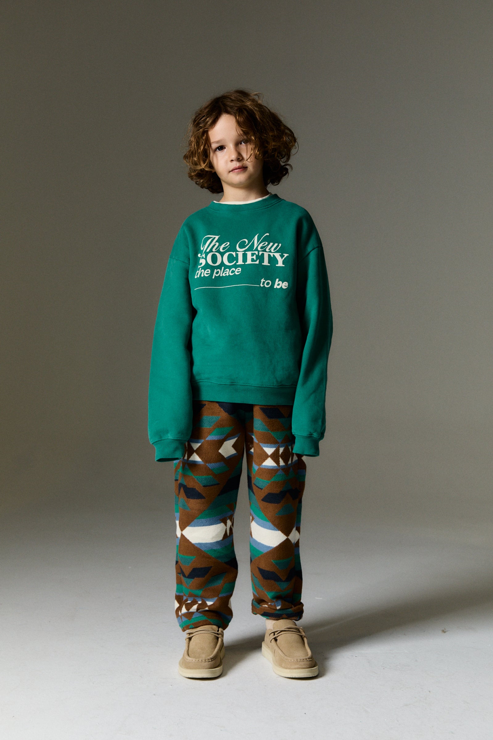 Boys & Girls Green Logo Cotton Sweatshirt