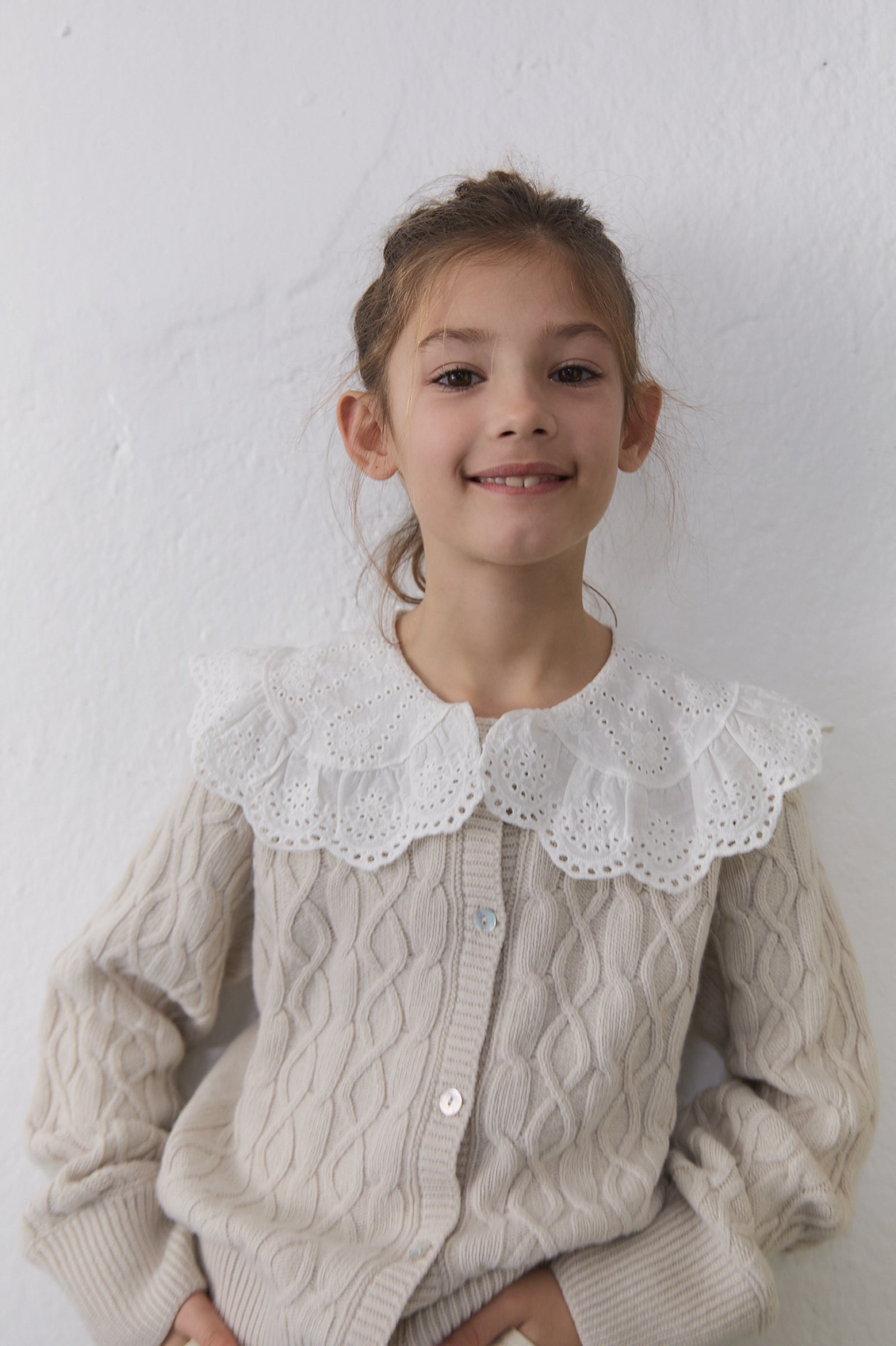 Girls Cream Knit Cardigan