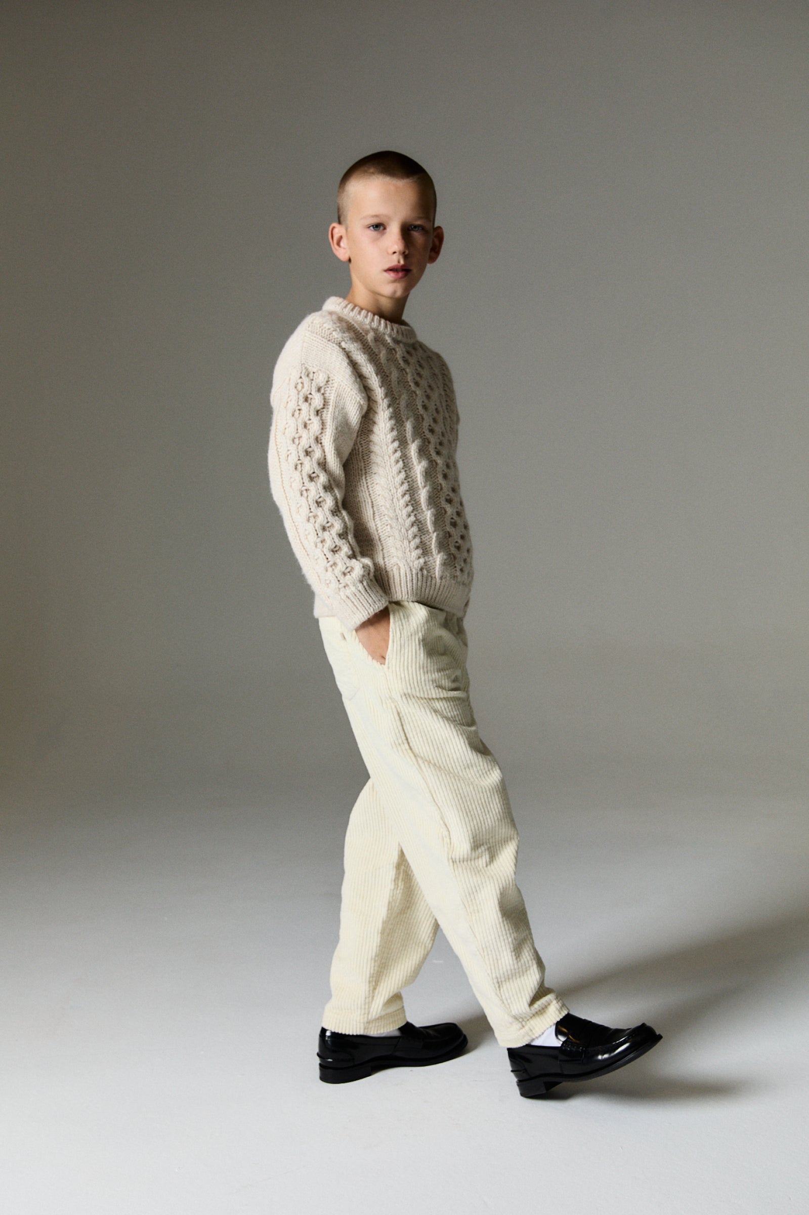 Boys Cream Corduroy Trousers