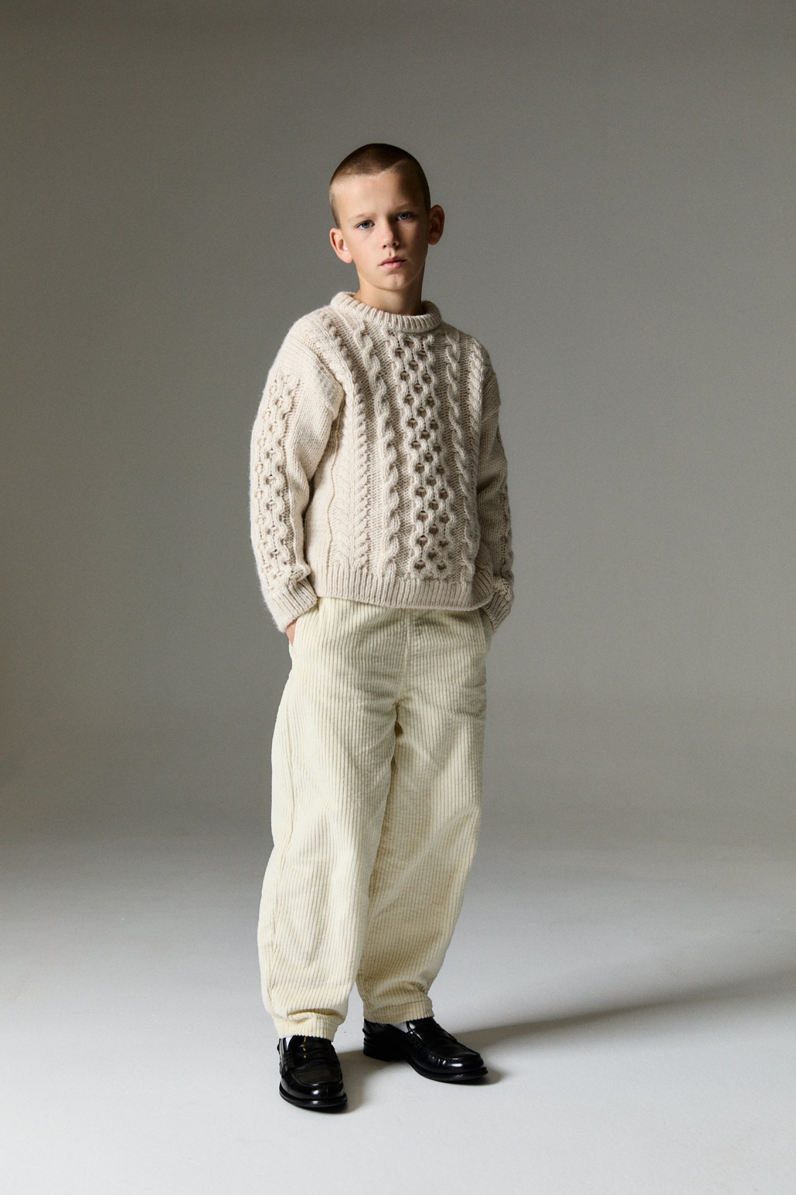 Boys Cream Corduroy Trousers