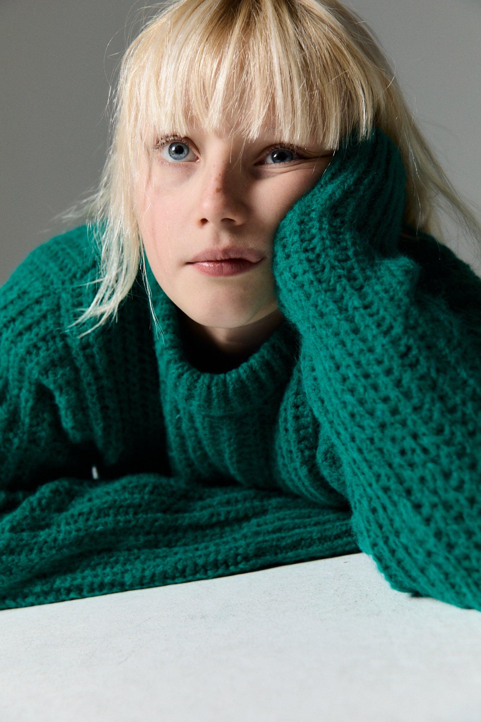 Girls Green Knit Sweater