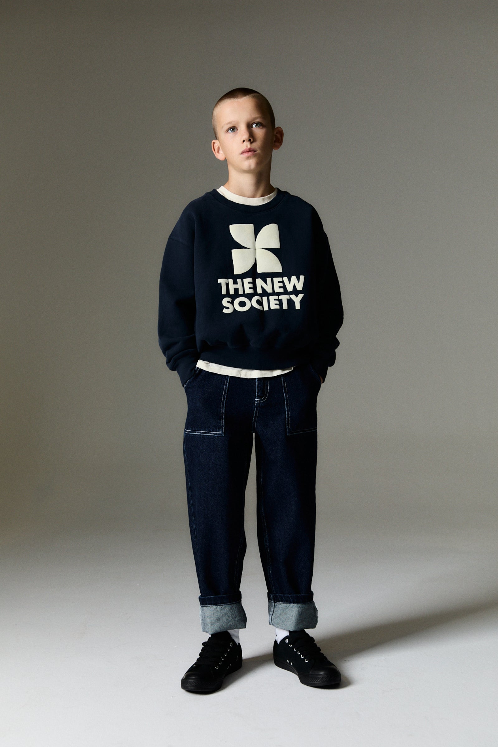 Boys & Girls Navy Logo Cotton Sweatshirt