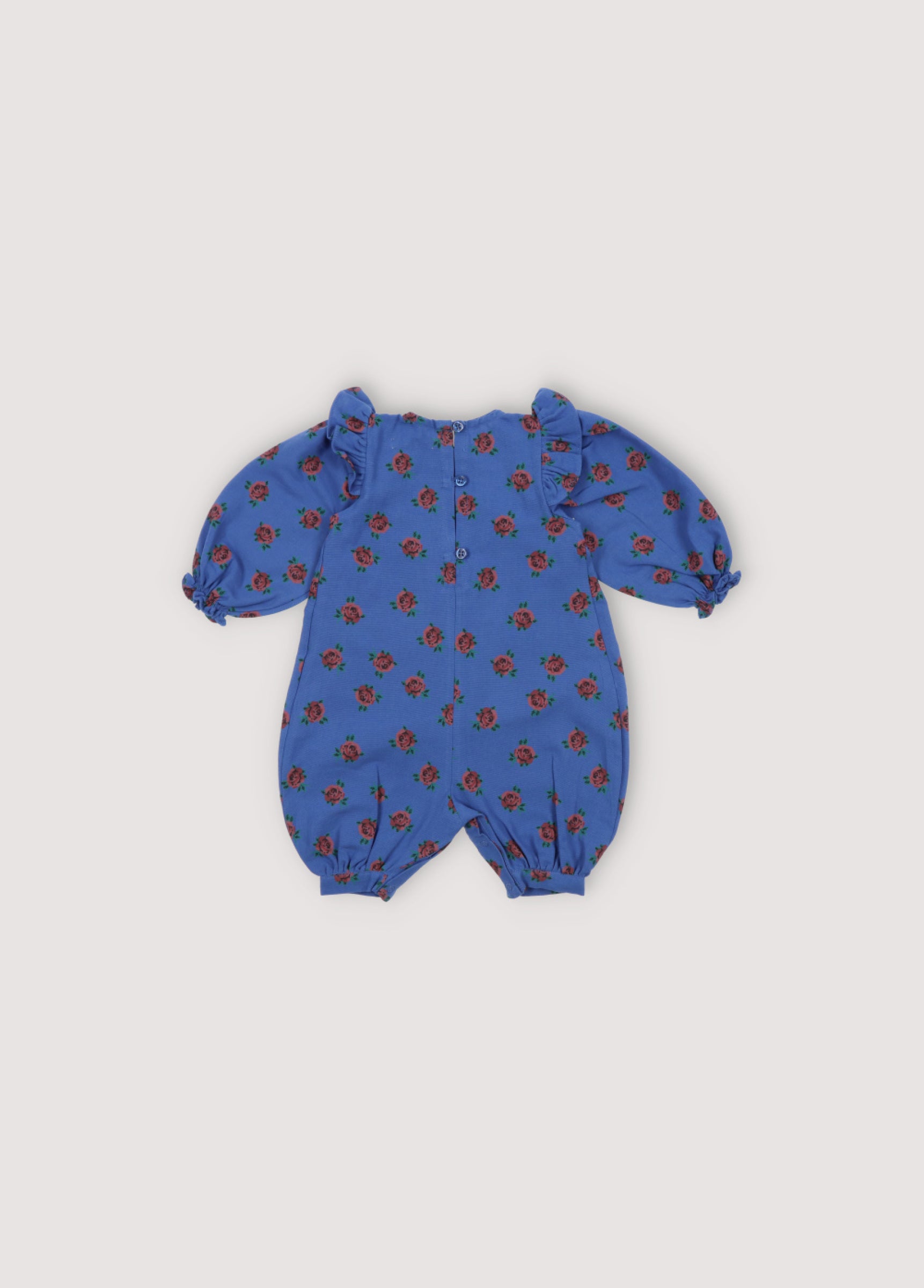 Baby Girls Blue Floral Cotton Babysuit