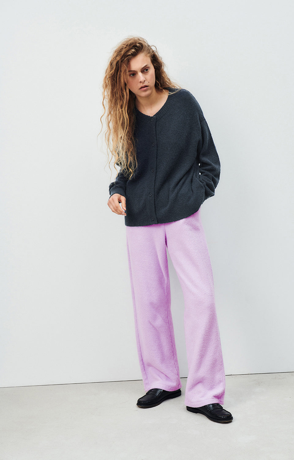 Women Light Purple Cotton Trousers