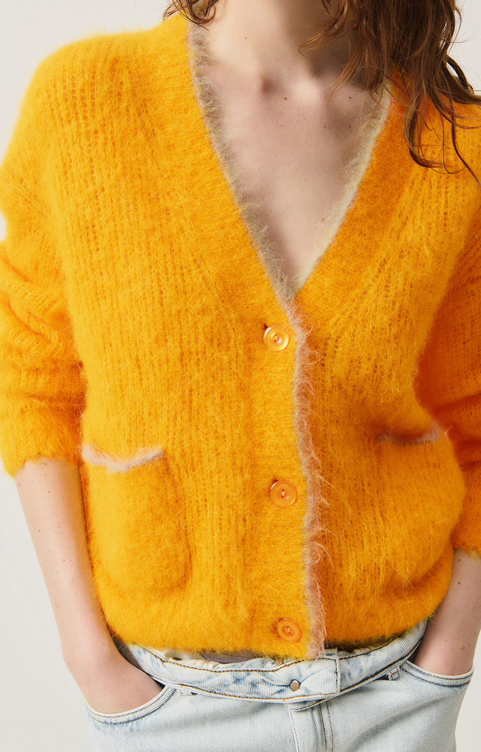 Women Yellow Alpaga Cardigan