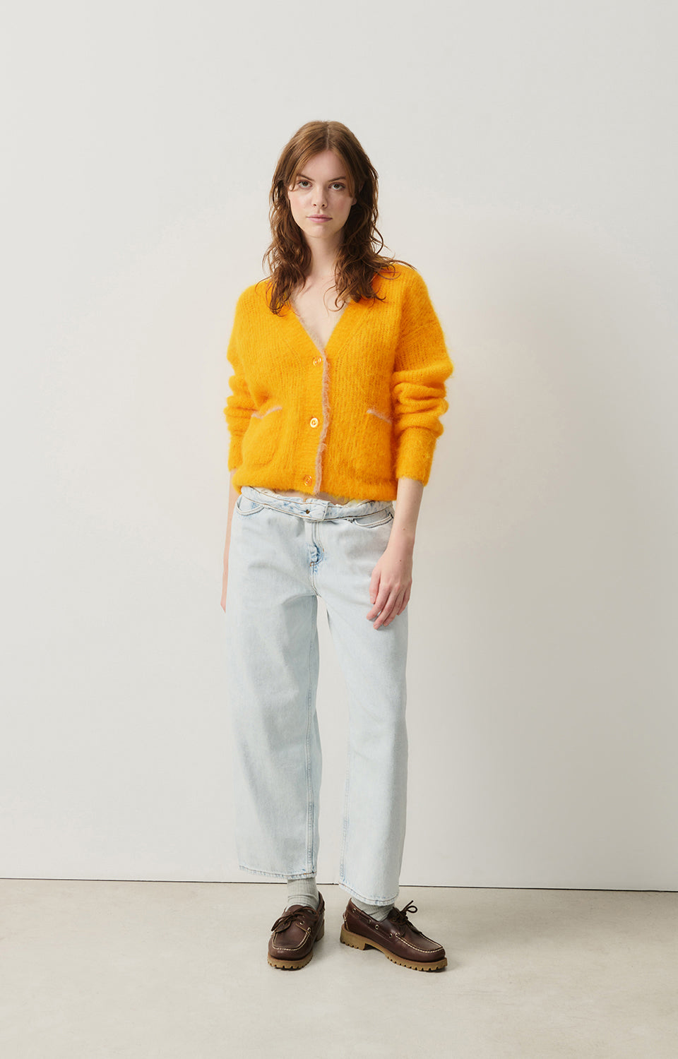 Women Yellow Alpaga Cardigan