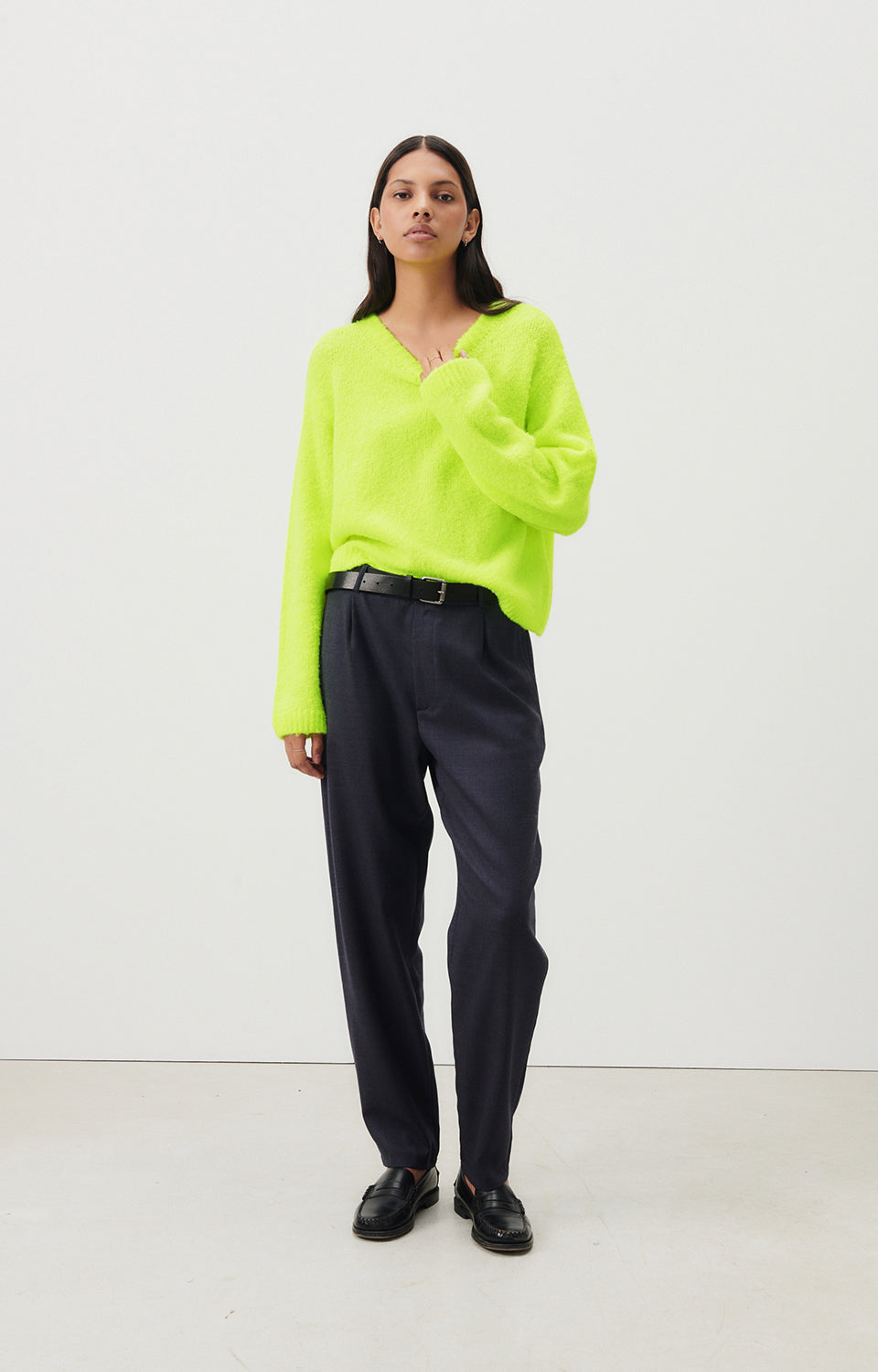 Women Fluo Green Knit Sweater